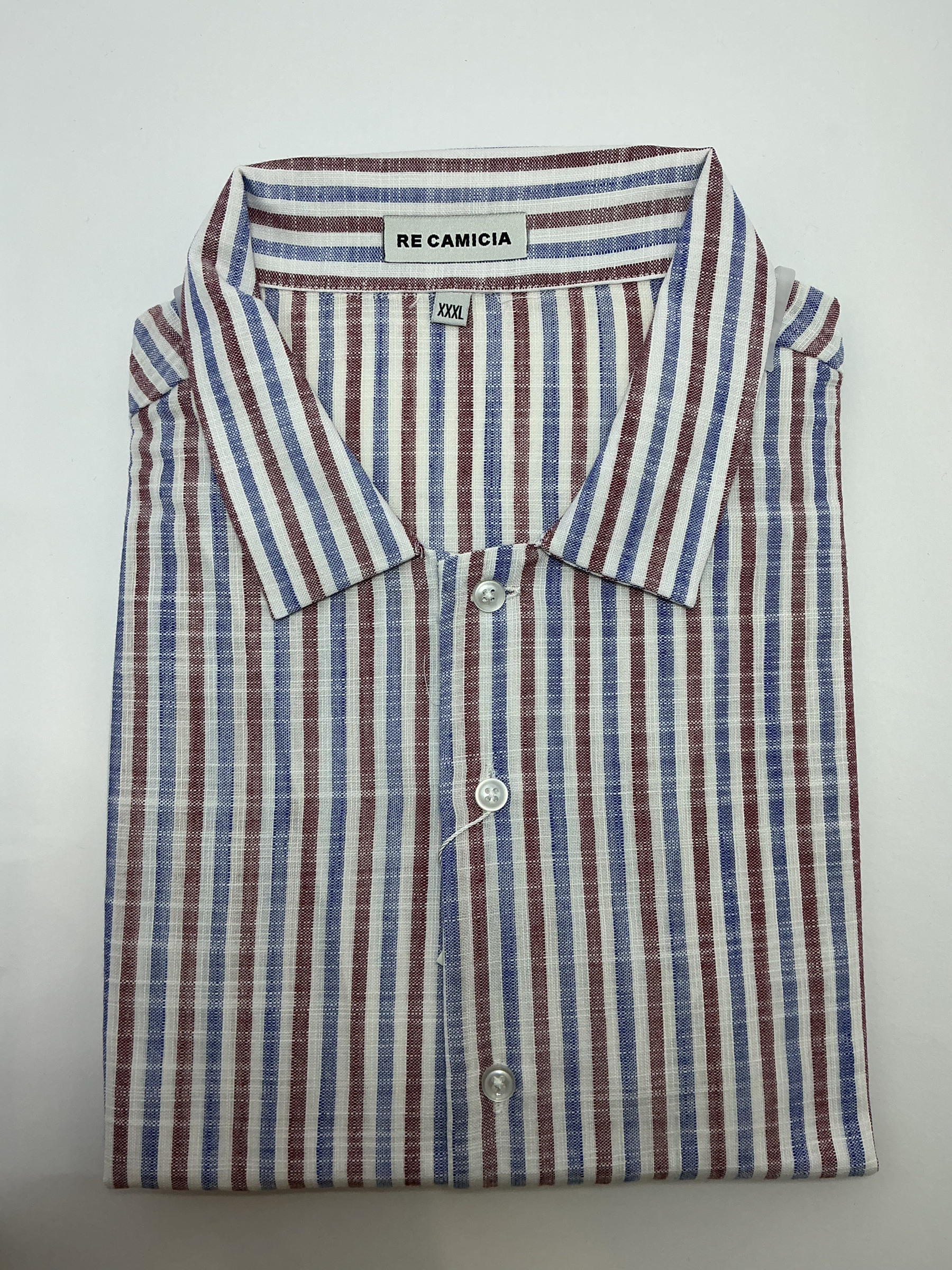 Mayorista KIS₂ - CAMISA DE HOMBRE DE MEZCLA DE LANA MANGA CORTA CON BOTONES DELANTEROS A RAYAS