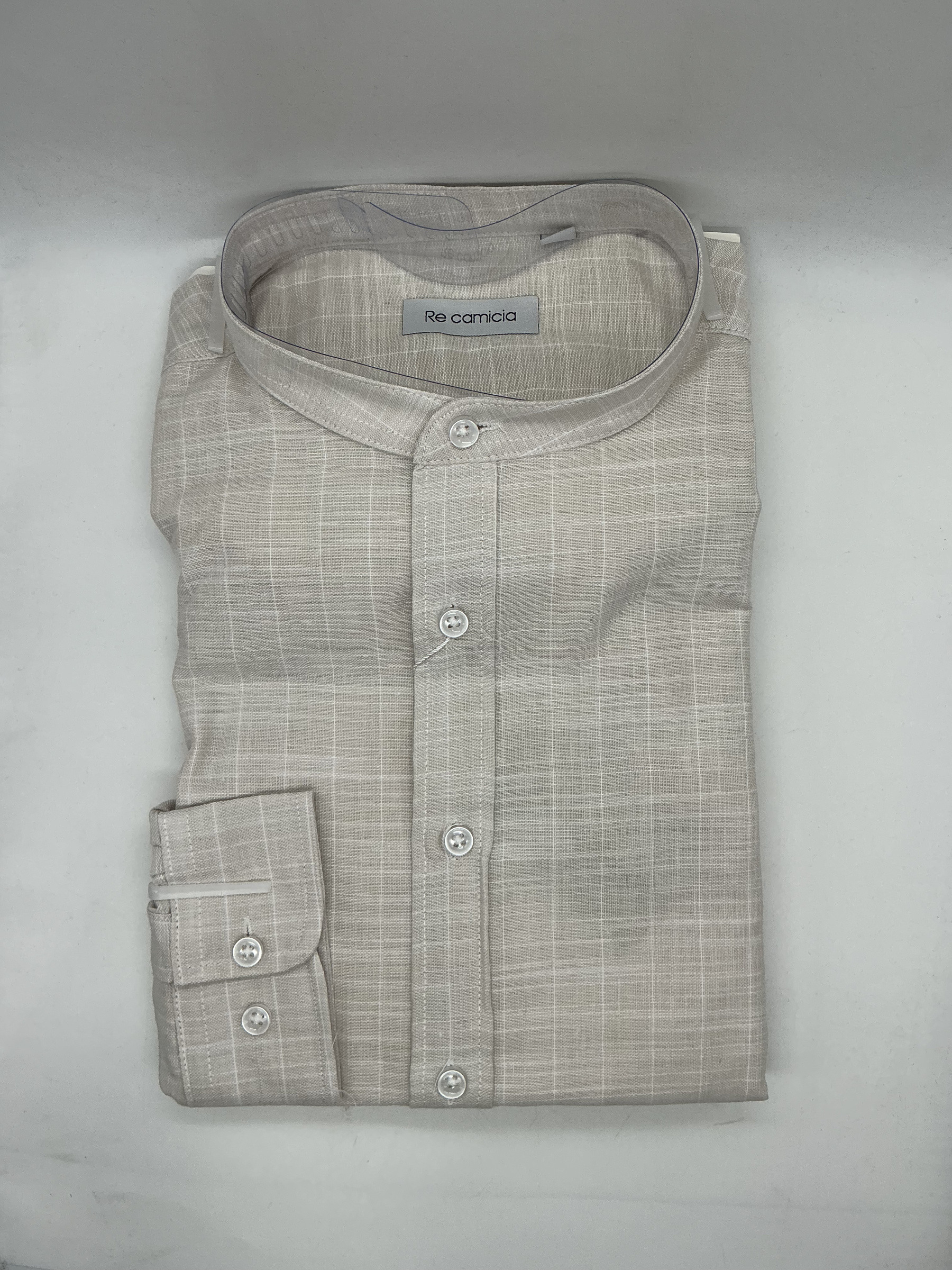Grossiste KIS₂ - CHEMISE HOMME EN LIN MÉLANGÉ CONFORTABLE COL MAO MANCHES LONGUES BOUTONS FRONTAUX AVEC LES TAILLES