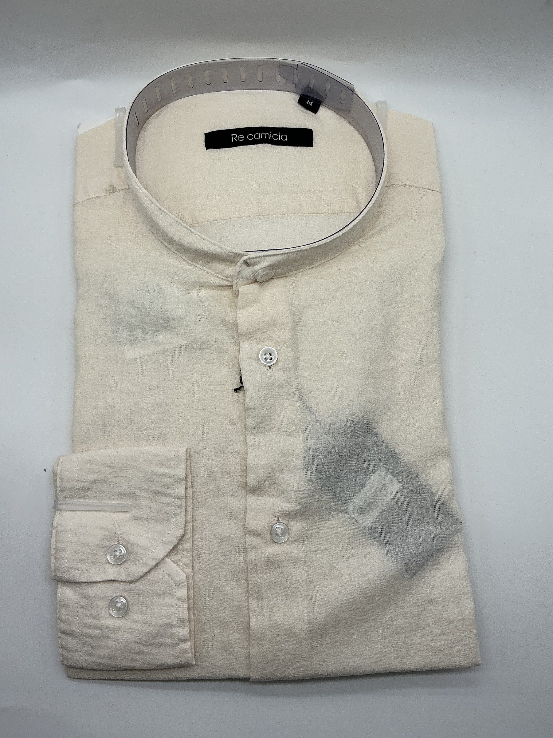 Grossiste KIS₂ - CHEMISE HOMME EN LIN MÉLANGÉ CONFORTABLE COL MAO MANCHES LONGUES BOUTONS FRONTAUX UNIE AVEC TAILLES