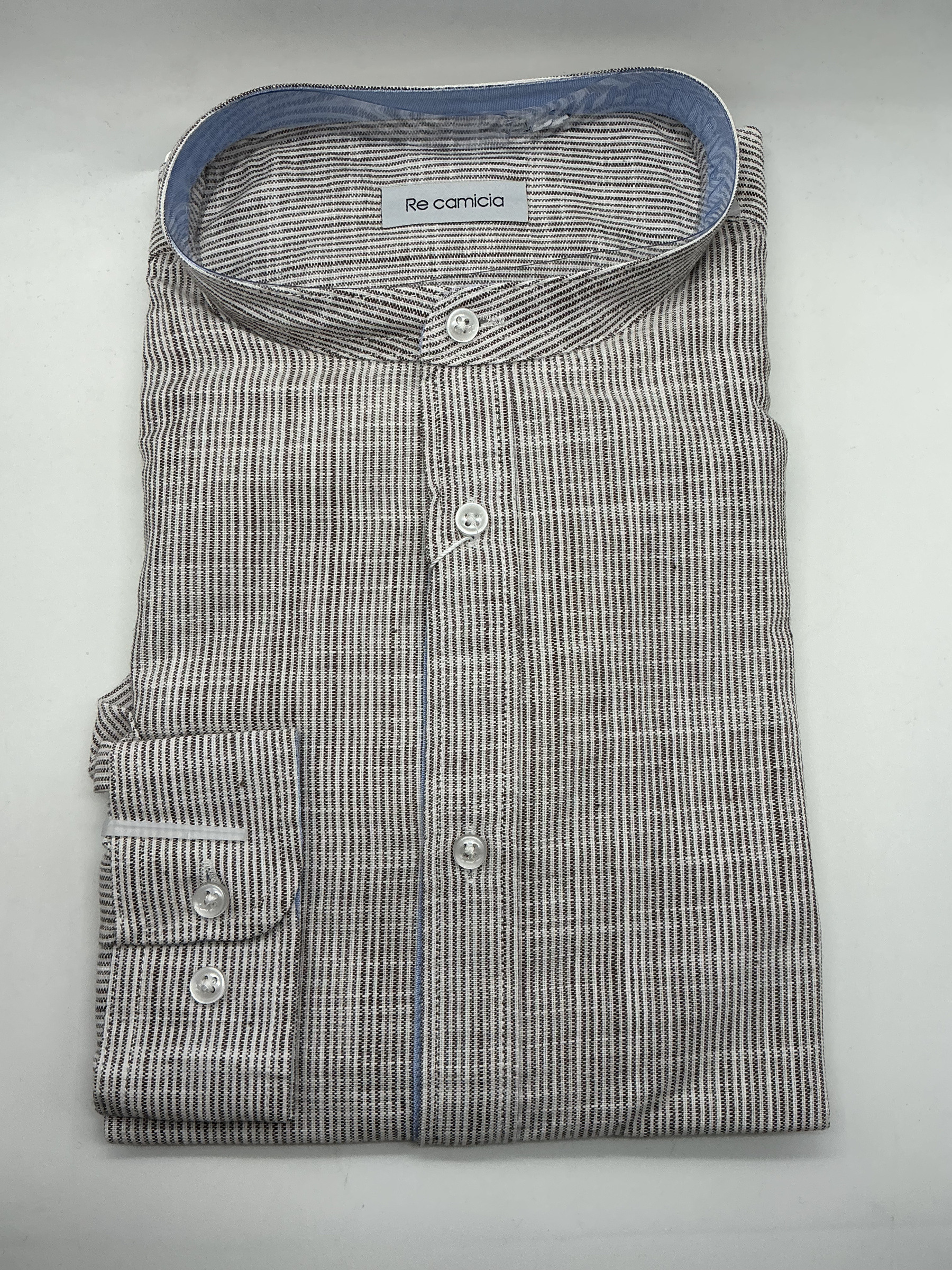 Mayorista KIS₂ - CAMISA DE HOMBRE EN MEZCLA DE LINO CÓMODA CUELLO MAO MANGA LARGA BOTONES FRONTALES CON TALLAS