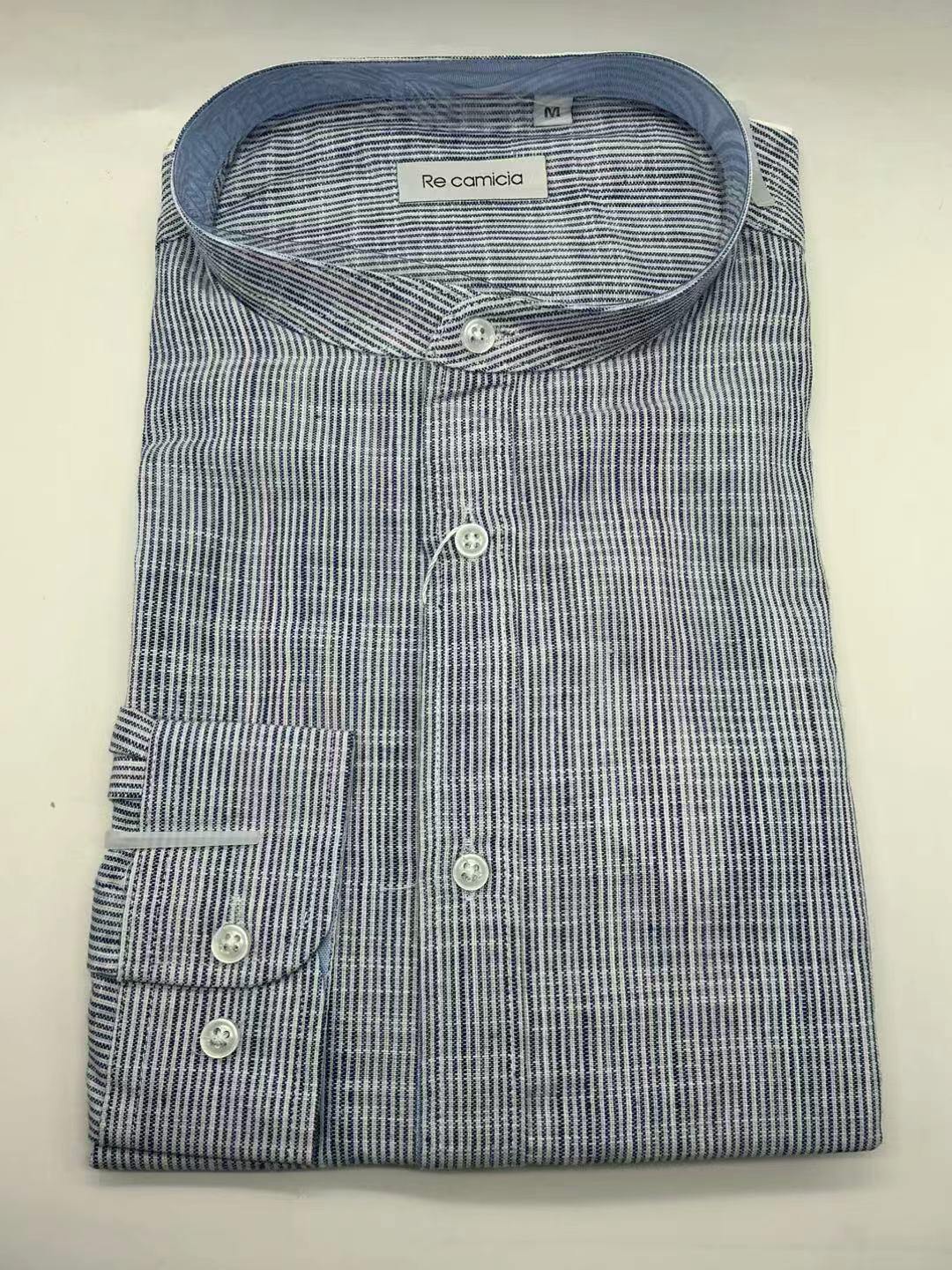 Wholesaler KIS₂ - MEN'S SHIRT IN COMFORTABLE LINEN BLEND MANDARIN COLLAR LONG SLEEVES FRONT BUTTONS WITH SIZES