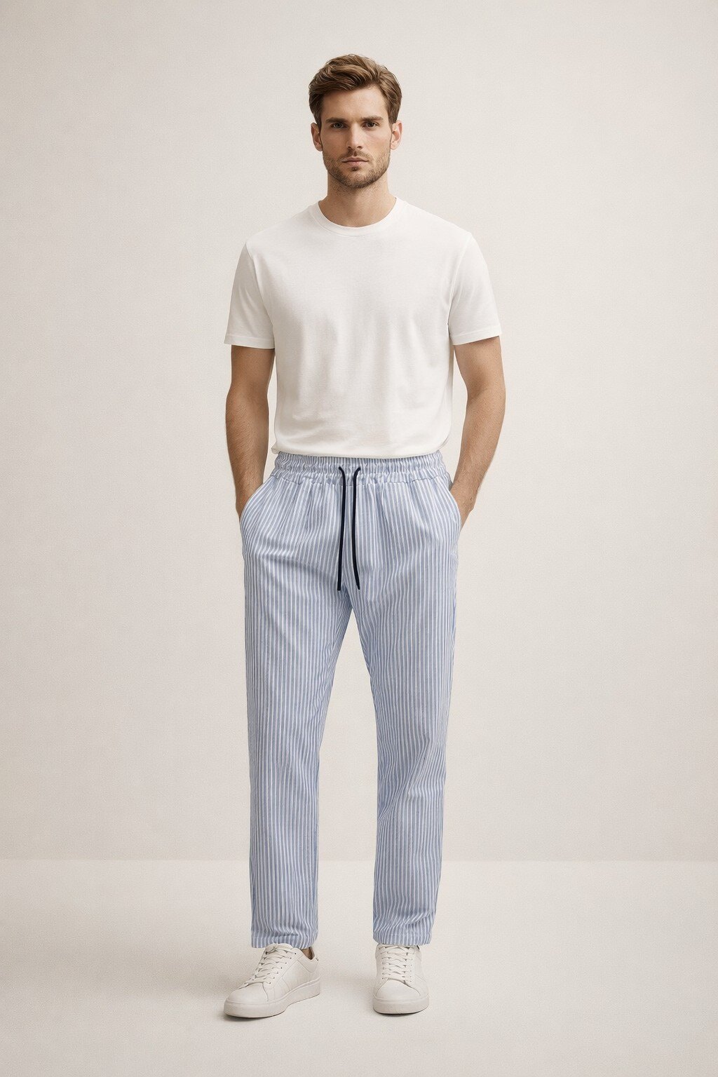 Mayorista KIS₂ - PANTALÓN DE HOMBRE A RAYAS CON ELÁSTICO CÓMODO Y BOLSILLOS DISPONIBLE EN TALLAS