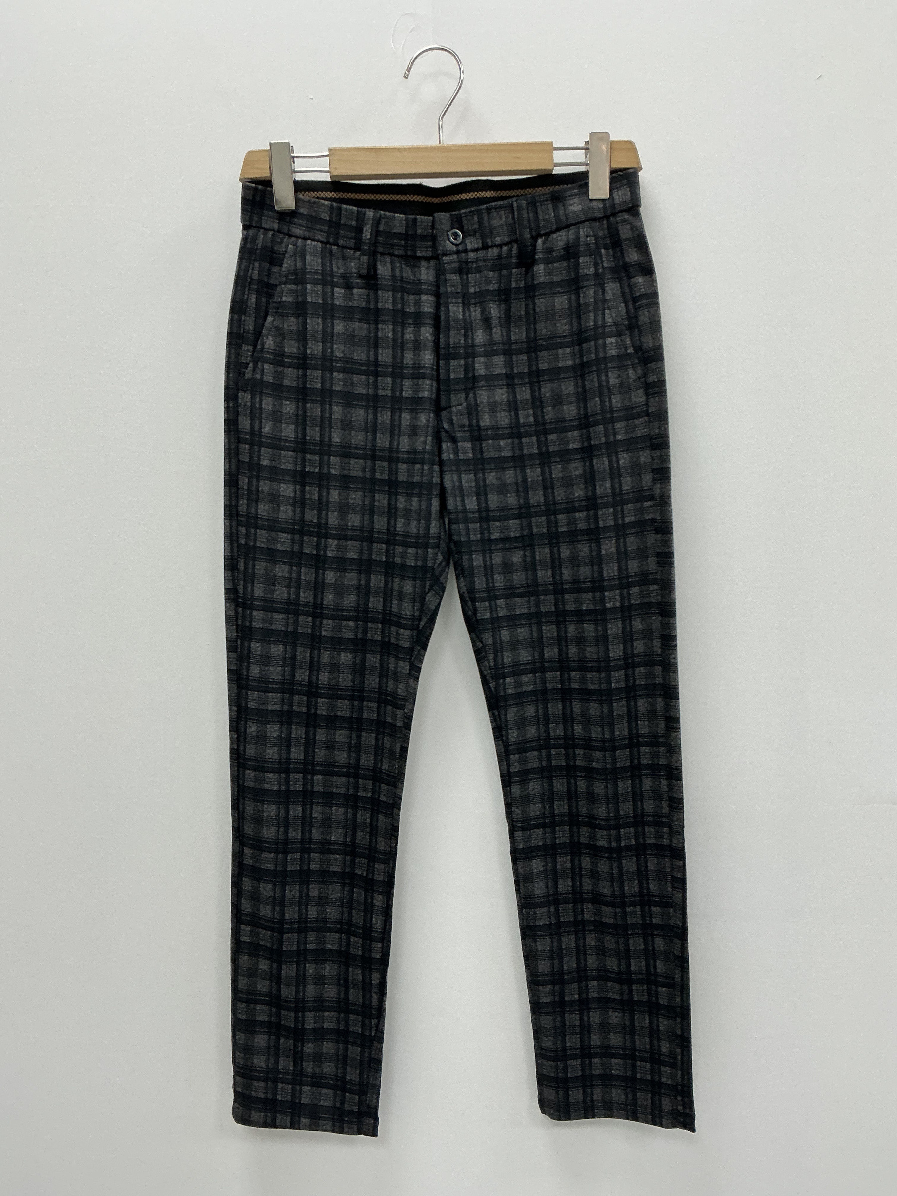 Großhändler KIS₂ - LANGE KARIERTE CASUAL ELEGANTE ZIGARETTENHOSE MIT KLASSISCHEM BUND, GÜRTELSCHLAUFEN UND KNOPFVERSCHLUSS MIT TASCHEN