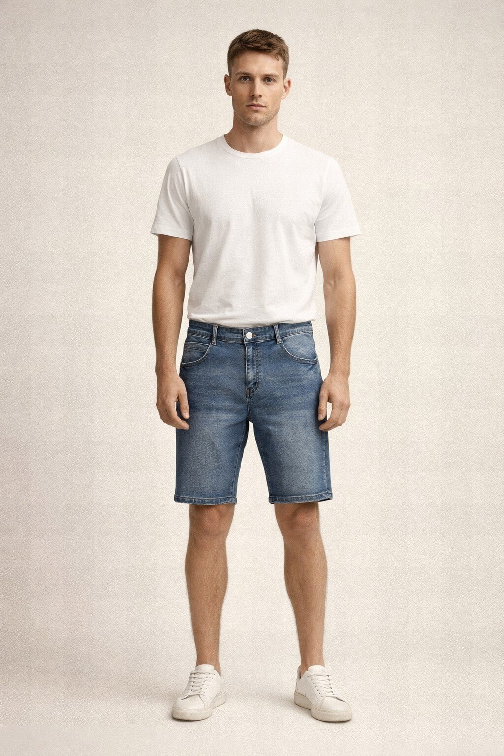 Mayorista KIS₂ - PANTALÓN CORTO DE JEANS PARA HOMBRE CÓMODO CON BOLSILLOS DE COLOR LISO DISPONIBLE EN TALLAS