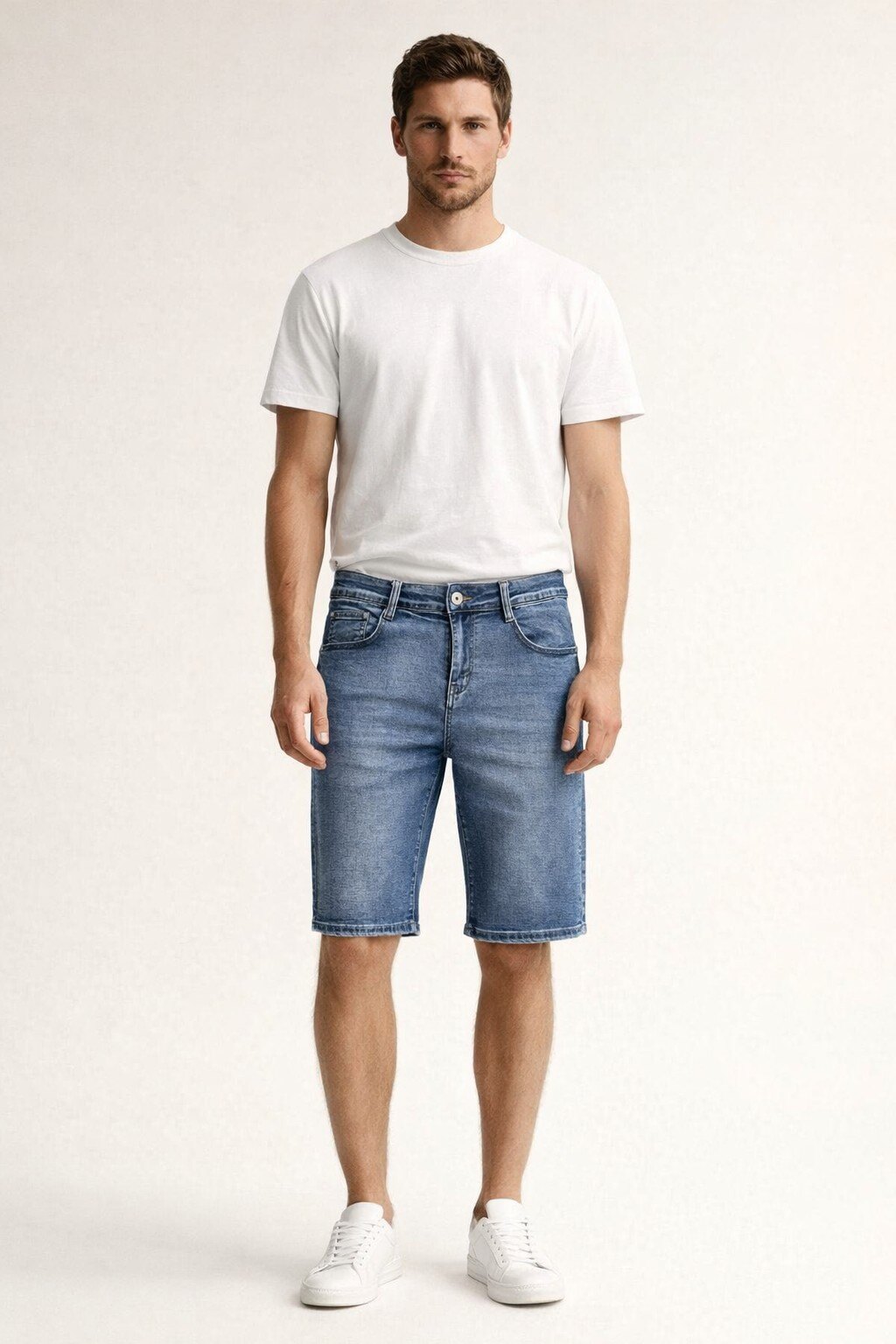 Mayorista KIS₂ - PANTALÓN CORTO DE JEANS PARA HOMBRE CÓMODO CON BOLSILLOS DE COLOR LISO CON TALLAS