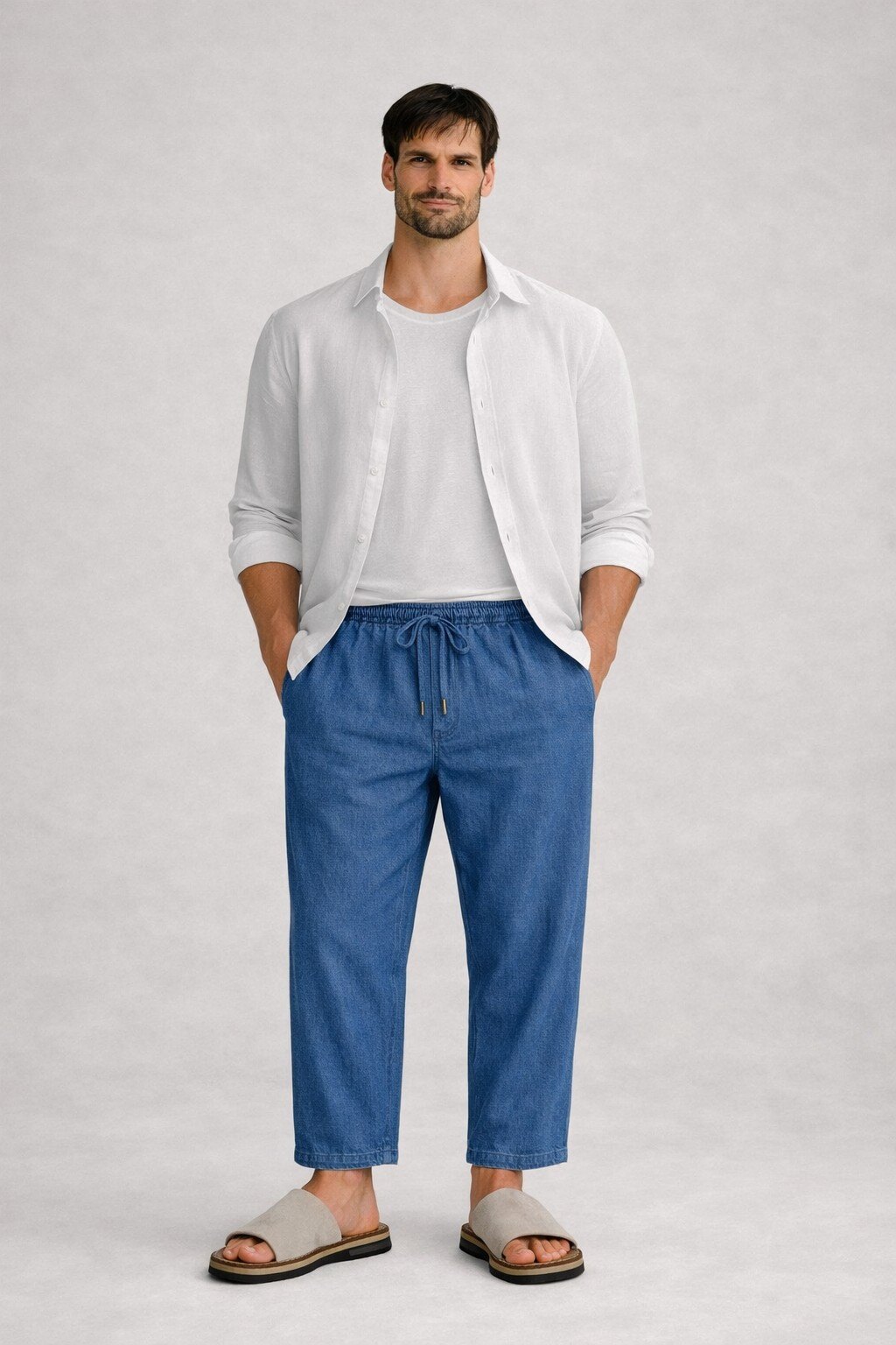 Grossista KIS₂ - PANTALONI LUNGHI UOMO PURO LINO CLASSICO CON TASCHE