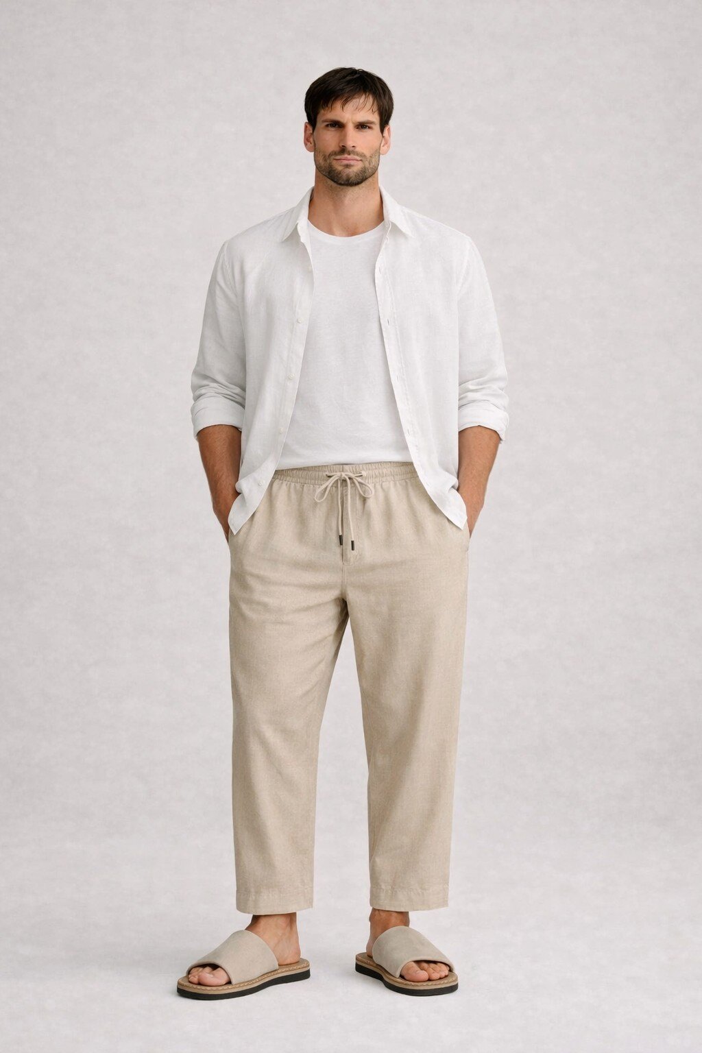 Mayorista KIS₂ - PANTALONES LARGOS DE HOMBRE DE LINO PURO CLÁSICO CON BOLSILLOS