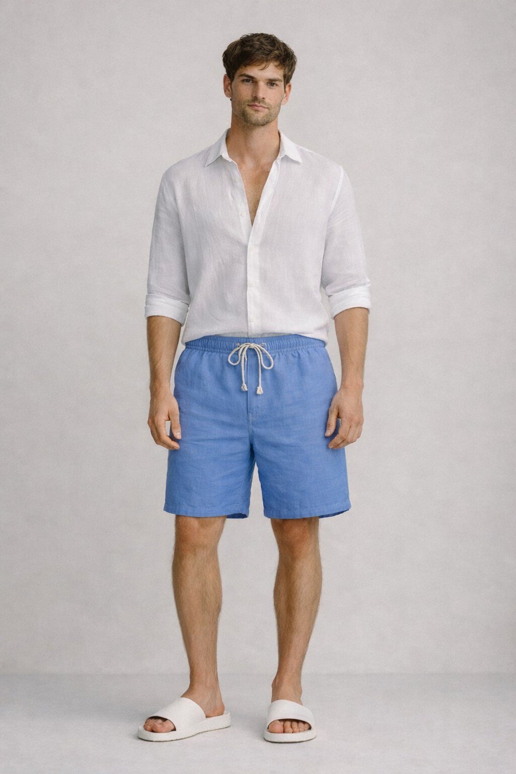 Grossista KIS₂ - BERMUDA UOMO PURO LINO CLASSICO CON TASCHE