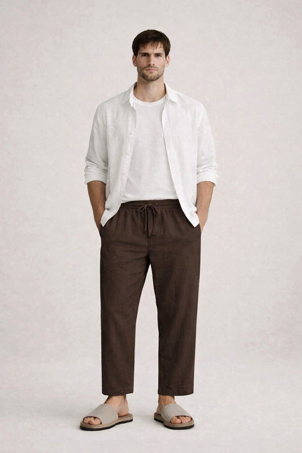 Grossista KIS₂ - PANTALONI LUNGHI UOMO PURO LINO CLASSICO CON TASCHE