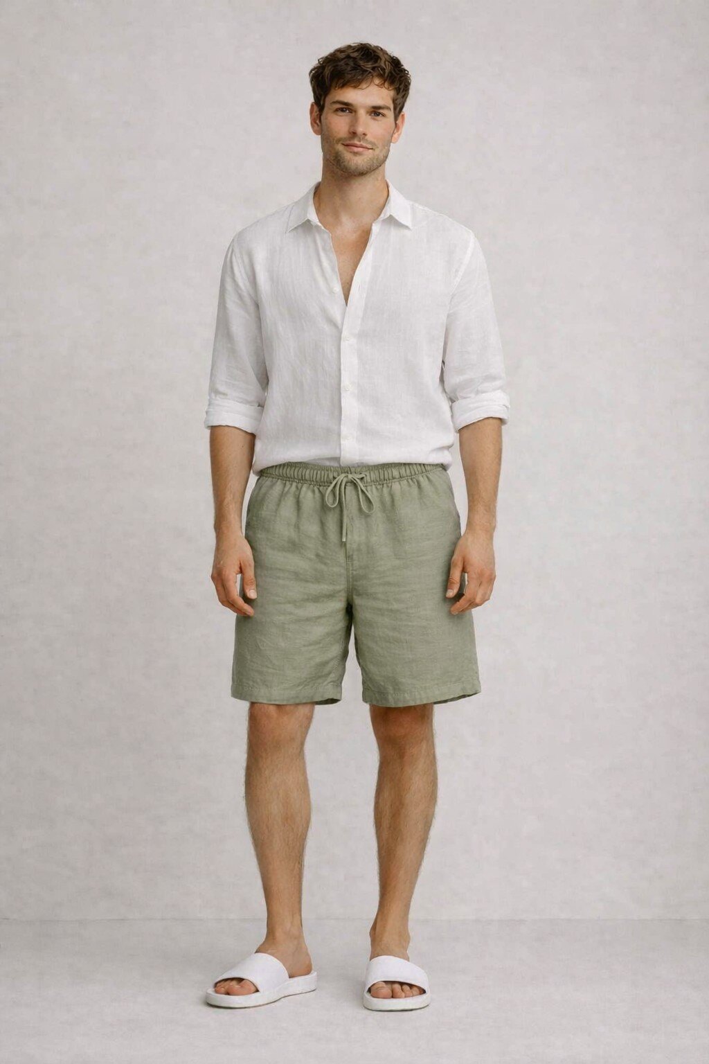 Großhändler KIS₂ - KLASSISCHE HERREN-BERMUDASHORTS AUS REINEM LEINEN MIT TASCHEN