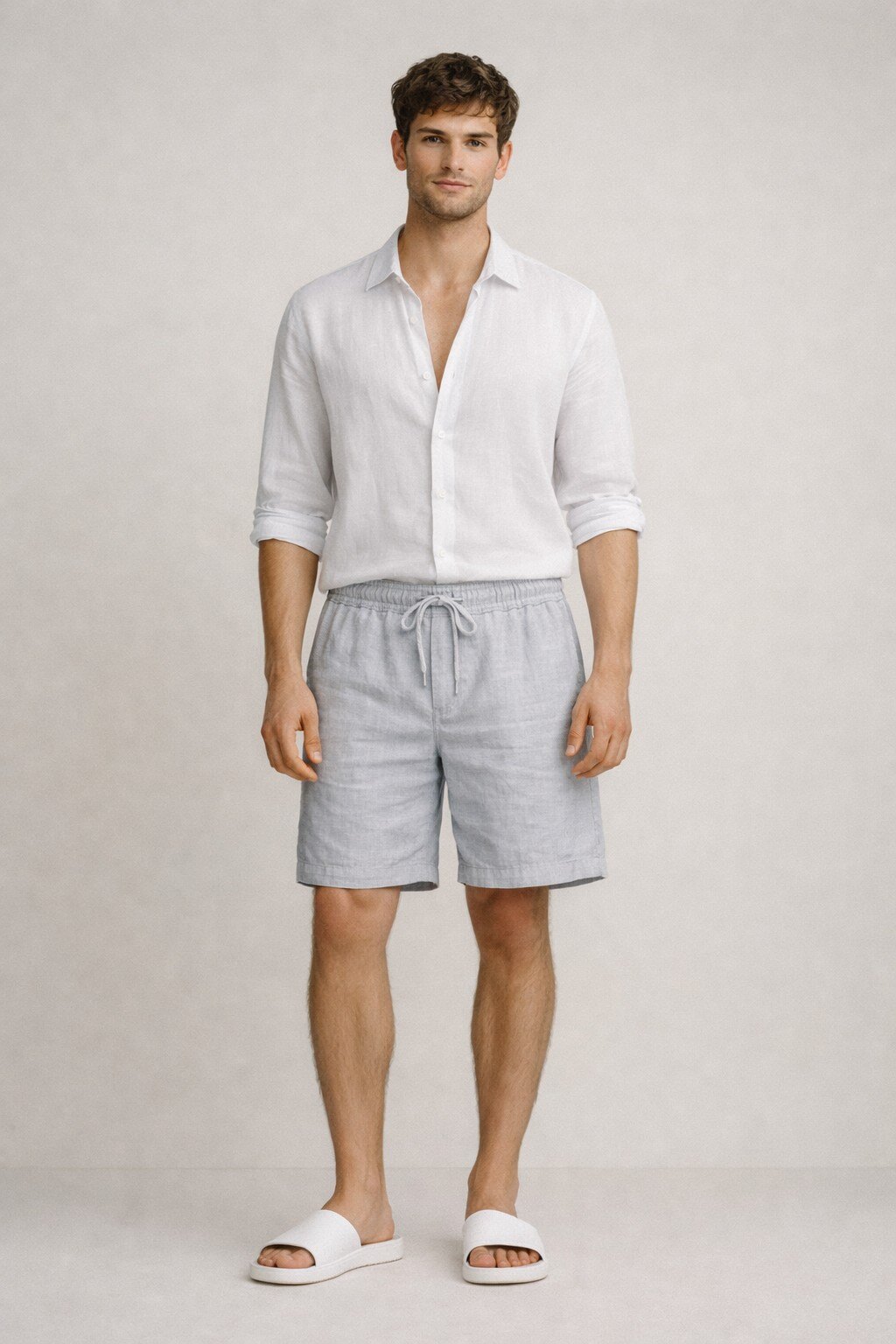Grossista KIS₂ - BERMUDA UOMO PURO LINO CLASSICO CON TASCHE