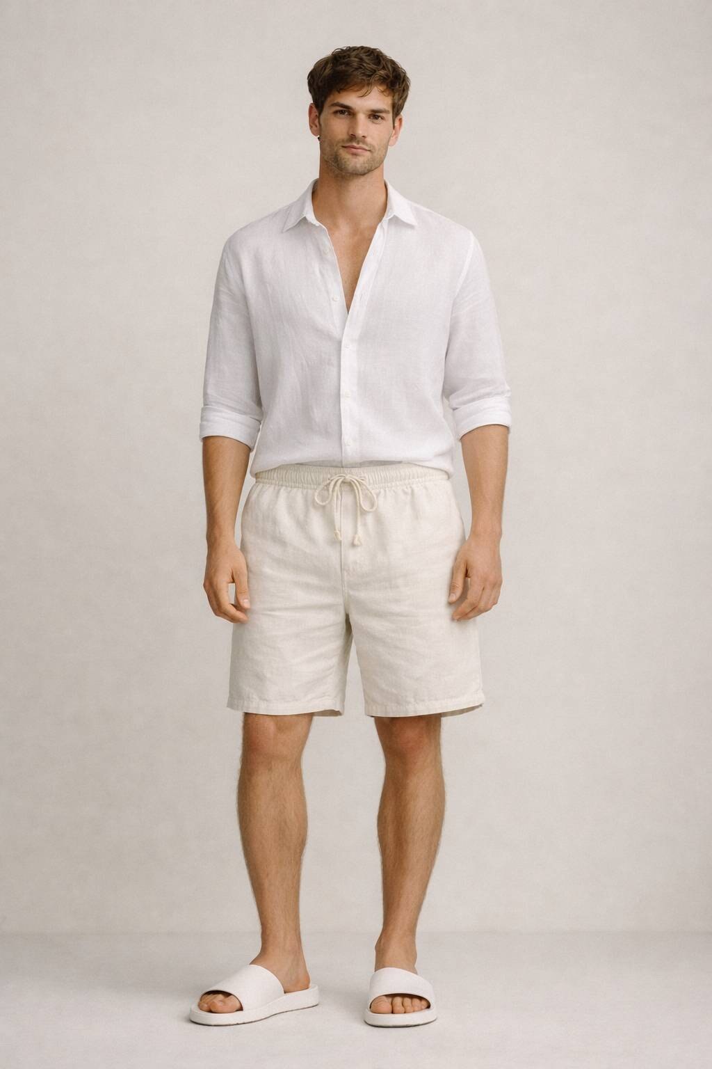 Grossista KIS₂ - BERMUDA UOMO PURO LINO CLASSICO CON TASCHE