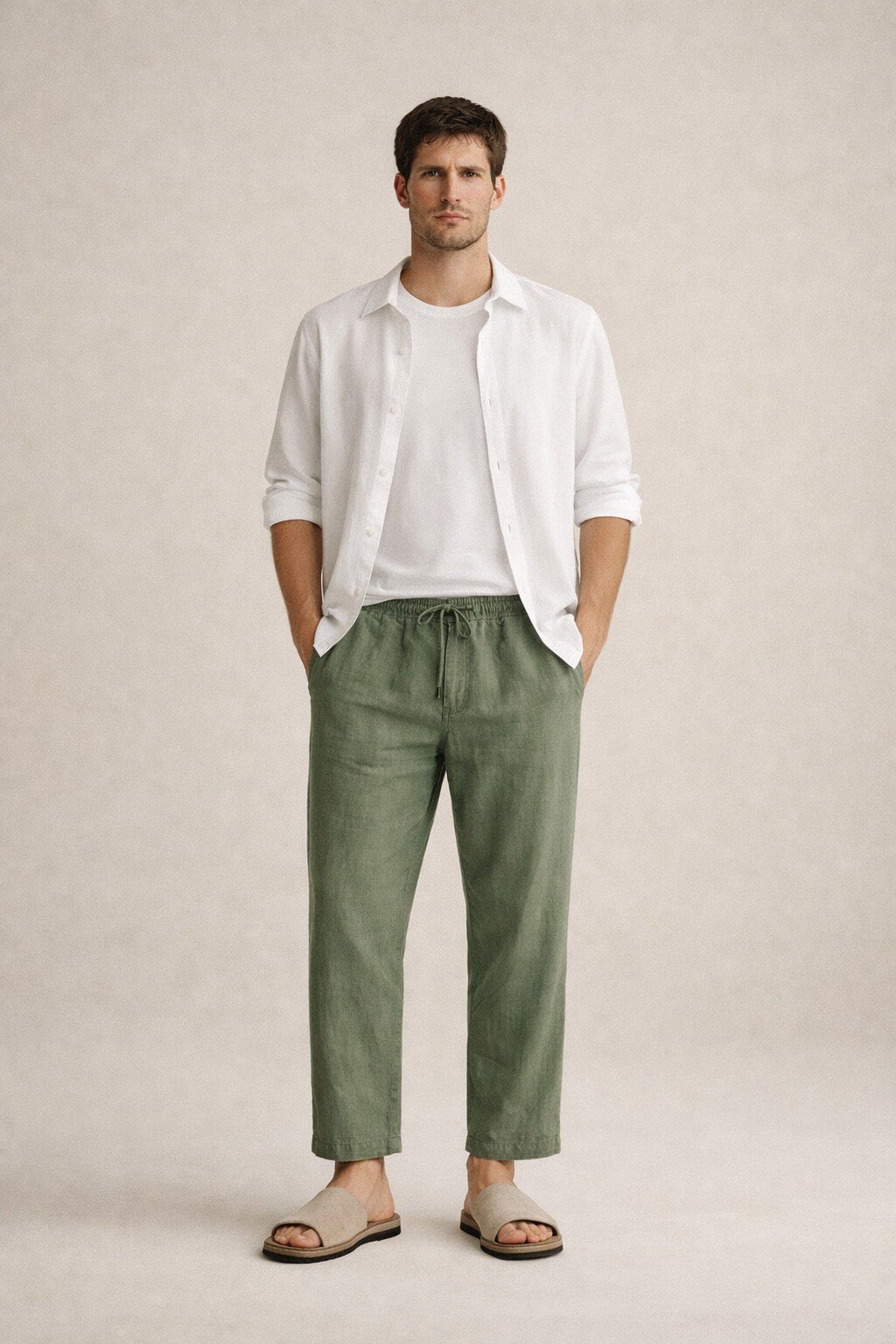 Grossista KIS₂ - PANTALONI LUNGHI UOMO PURO LINO CLASSICO CON TASCHE