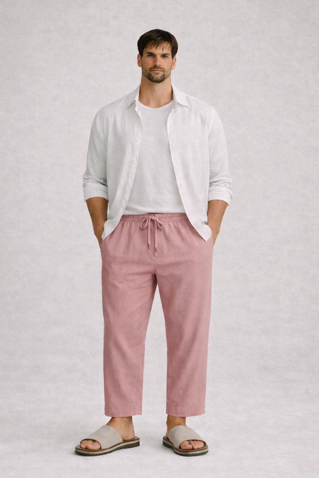 Grossista KIS₂ - PANTALONI LUNGHI UOMO PURO LINO CLASSICO CON TASCHE