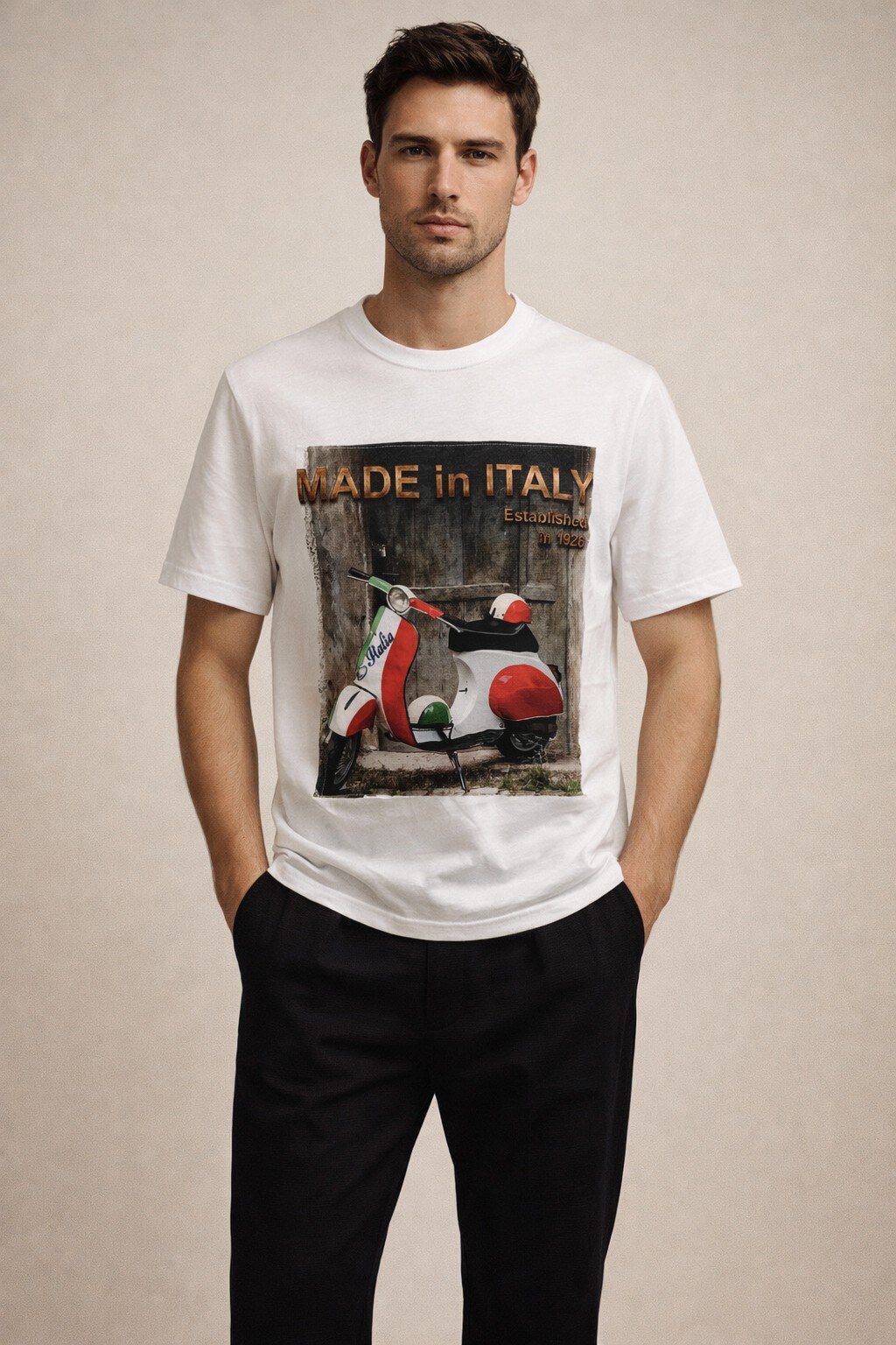 Mayorista KIS₂ - CAMISETA CASUAL PARA HOMBRE CON ESTAMPADO EN TELA MANGA CORTA CUELLO REDONDO CON TALLAS