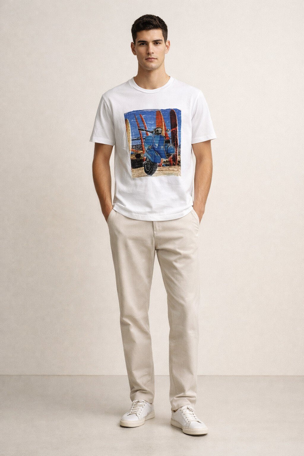 Mayorista KIS₂ - CAMISETA CASUAL PARA HOMBRE CON ESTAMPADO EN TELA MANGA CORTA CUELLO REDONDO CON TALLAS