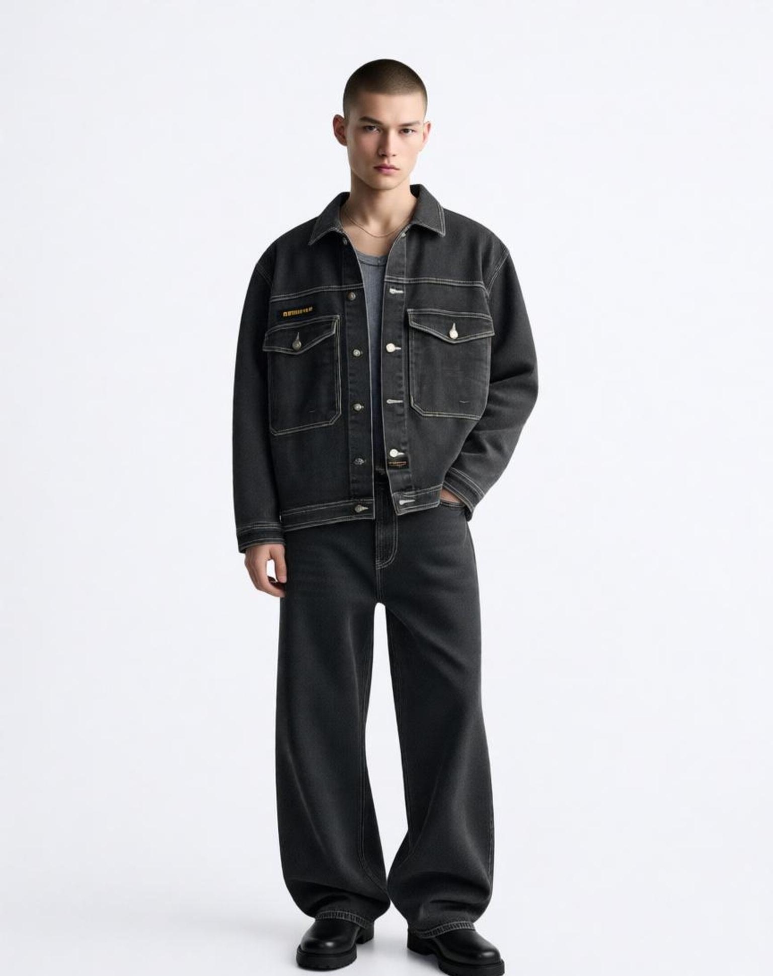 Großhändler KIS₂ - HERREN-JEANSJACKE MIT KRAGEN LANGARM TASCHEN UND KNÖPFEN VORNE EINHEITLICHE FARBE MIT GRÖSSEN