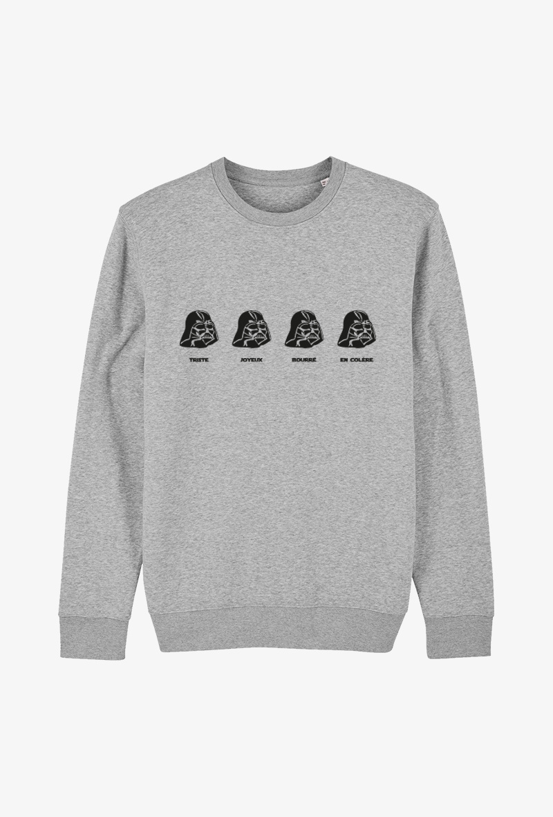 Großhändler Koloris - Erwachsenen-Sweatshirt Grau - Dark Vador Emotionen