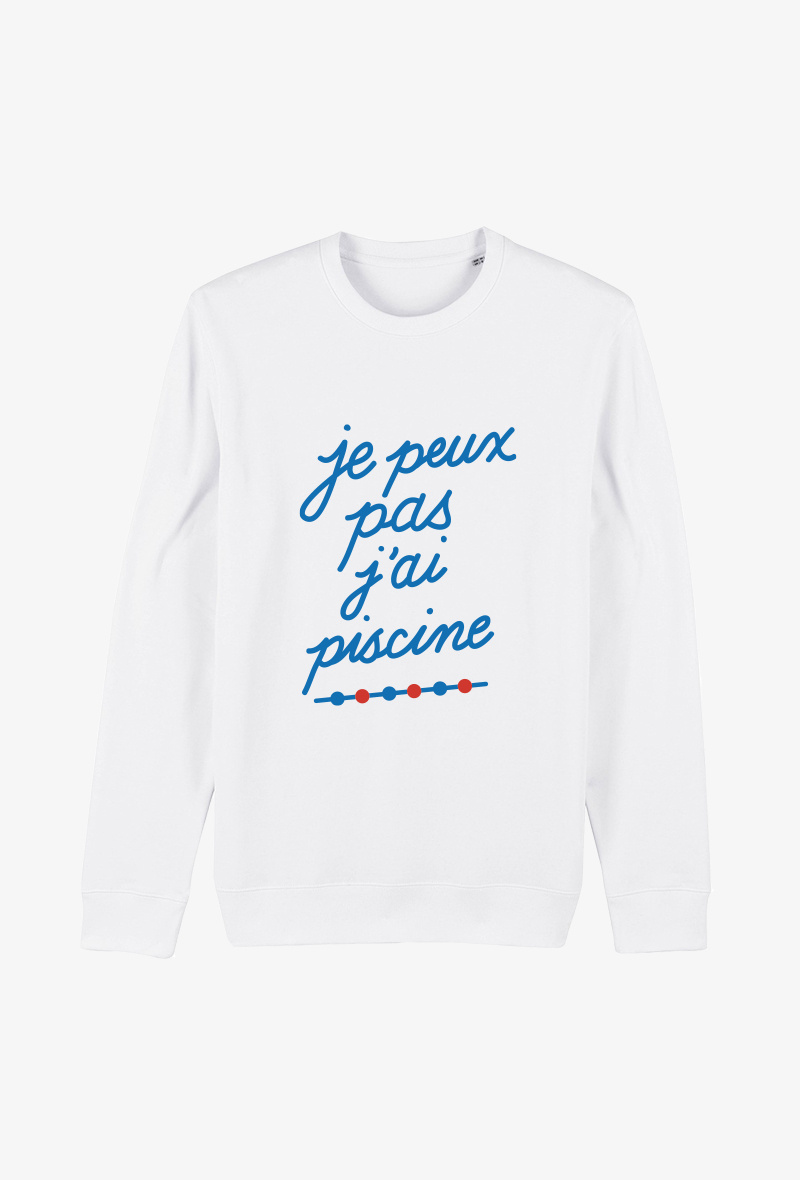 Großhändler Koloris - Weißer Erwachsenen-Sweatshirt - Ich kann nicht, ich habe Schwimmbad