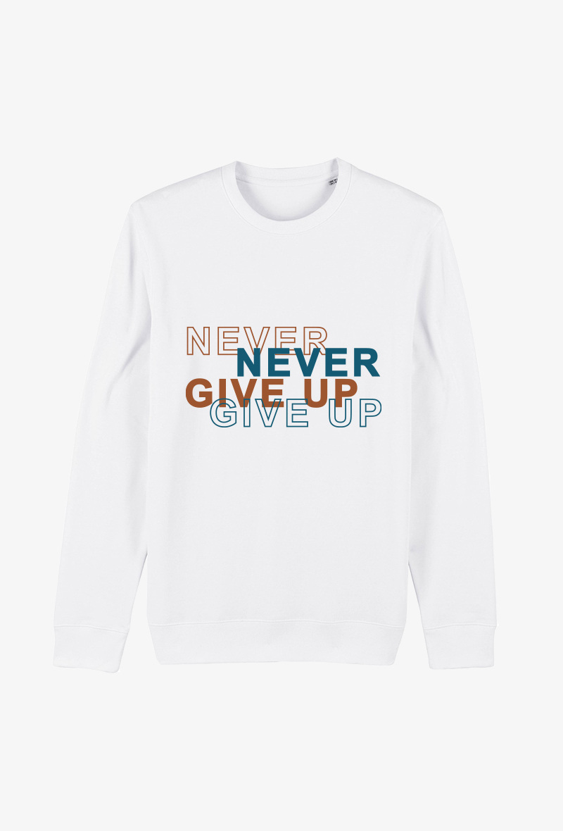 Wholesaler Koloris - Sweat Adulte Blanc - Never give up