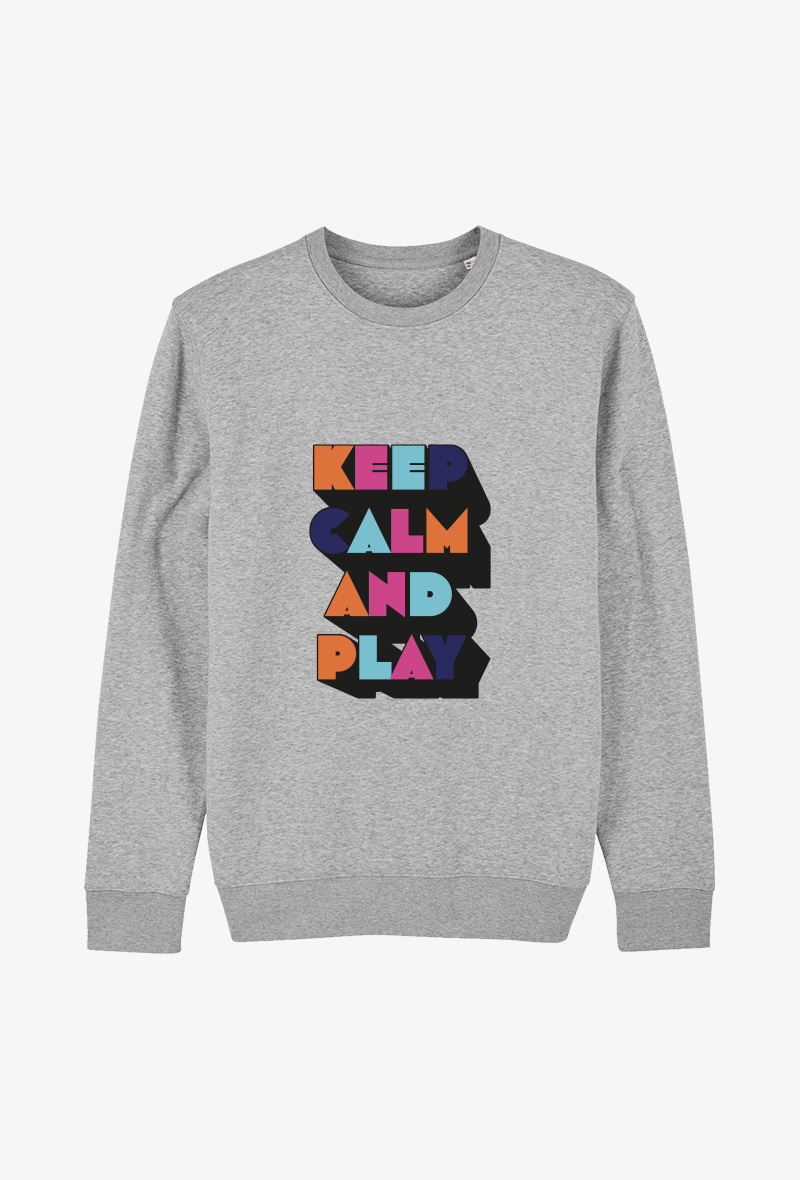 Wholesaler Koloris - Sweat Adulte Gris  - Keep calm and play