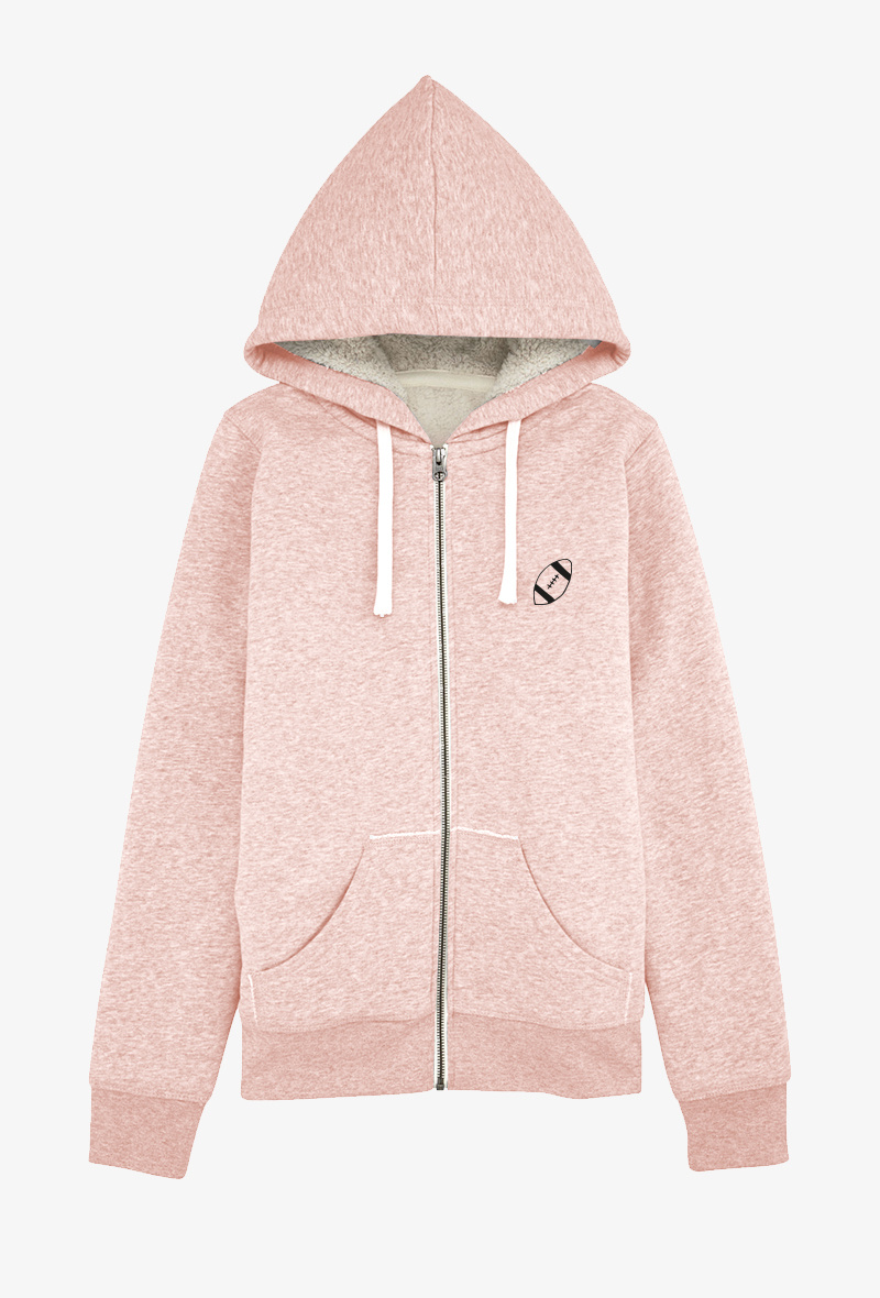 Mayorista Koloris - Sudadera con cremallera para adultos en rosa jaspeado ALGODÓN ORGÁNICO - Bordado de globo