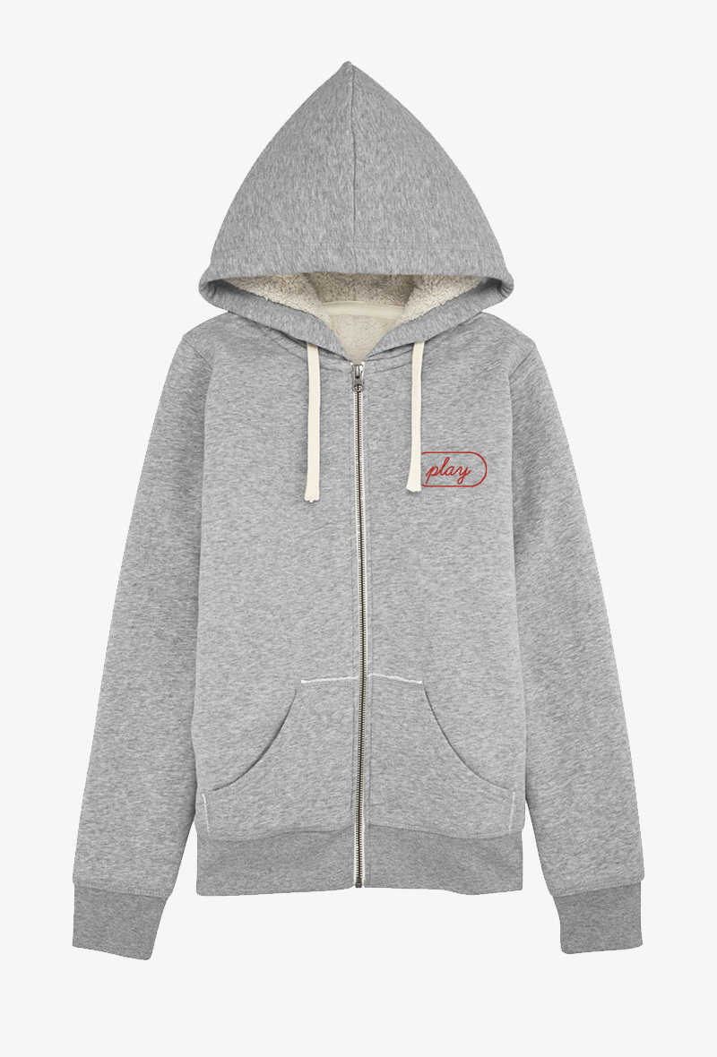 Wholesaler Koloris - Sweat zippé Adulte Gris chiné COTON BIOLOGIQUE - BRODERIE Play