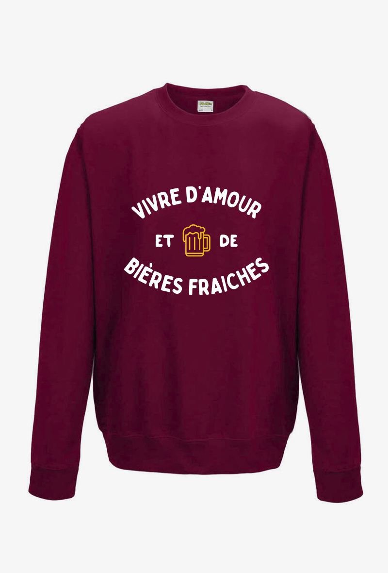 Wholesaler Koloris - Sweat Adulte - Vivre d'amour et de bières fraîches