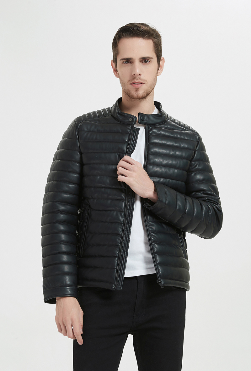 Mayorista KYMAXX - Chaqueta estilo biker acolchada efecto piel con cierre de cremallera