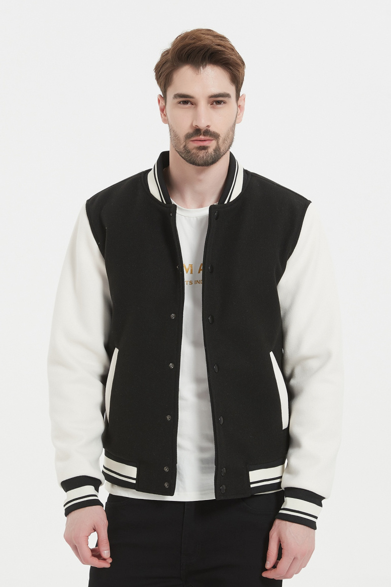 Grossiste KYMAXX - Bomber col teddy bicolore avec rayures assorties