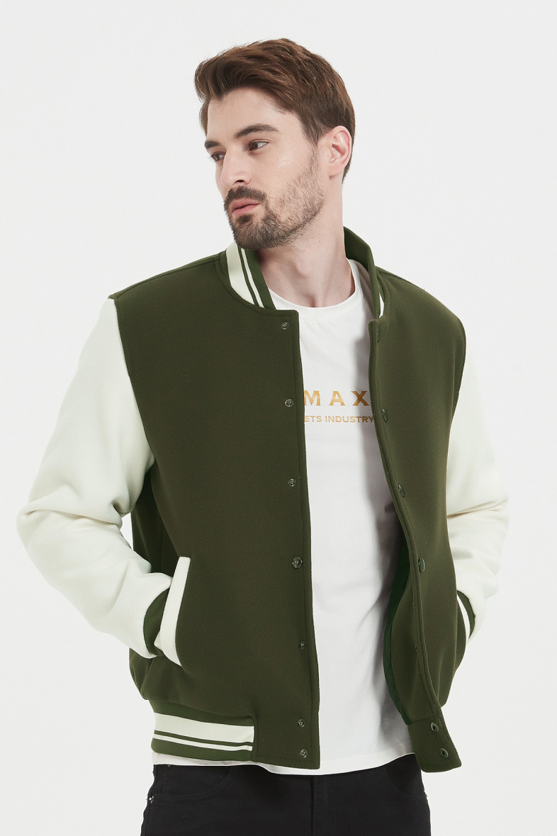 Grossiste KYMAXX - Bomber col teddy bicolore avec rayures assorties