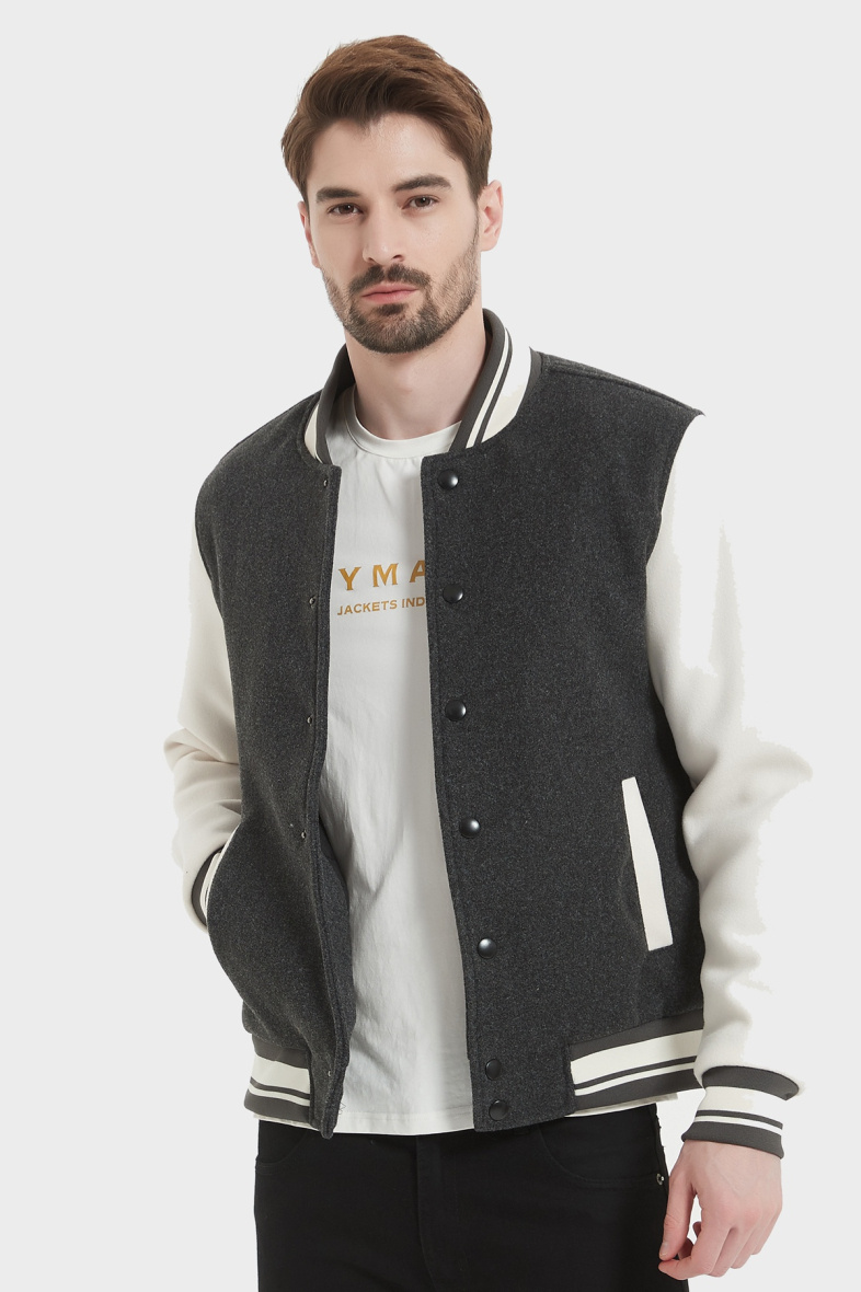 Grossiste KYMAXX - Bomber col teddy bicolore avec rayures assorties