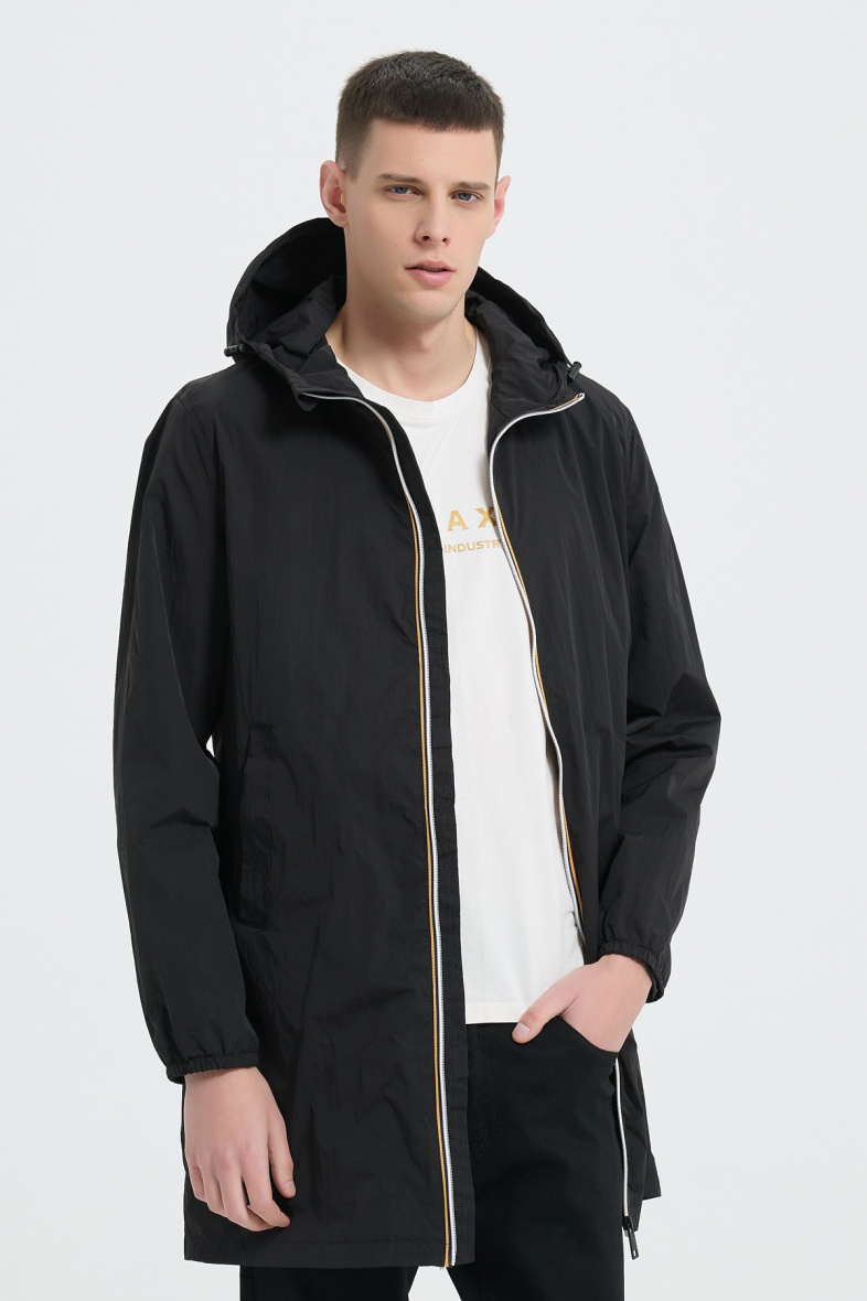 Wholesaler KYMAXX - Long water-repellent windbreaker with balaclava hood