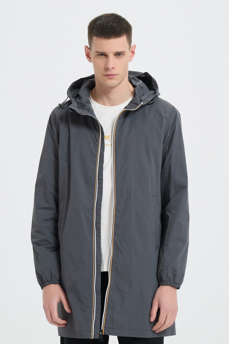 Wholesaler KYMAXX - Long water-repellent windbreaker with balaclava hood