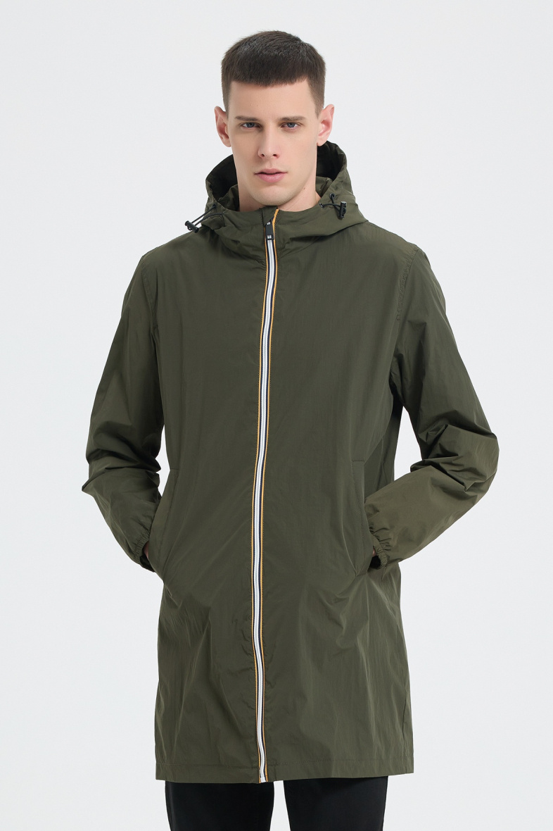 Grossiste KYMAXX - Coupe-vent long déperlante capuche cagoule