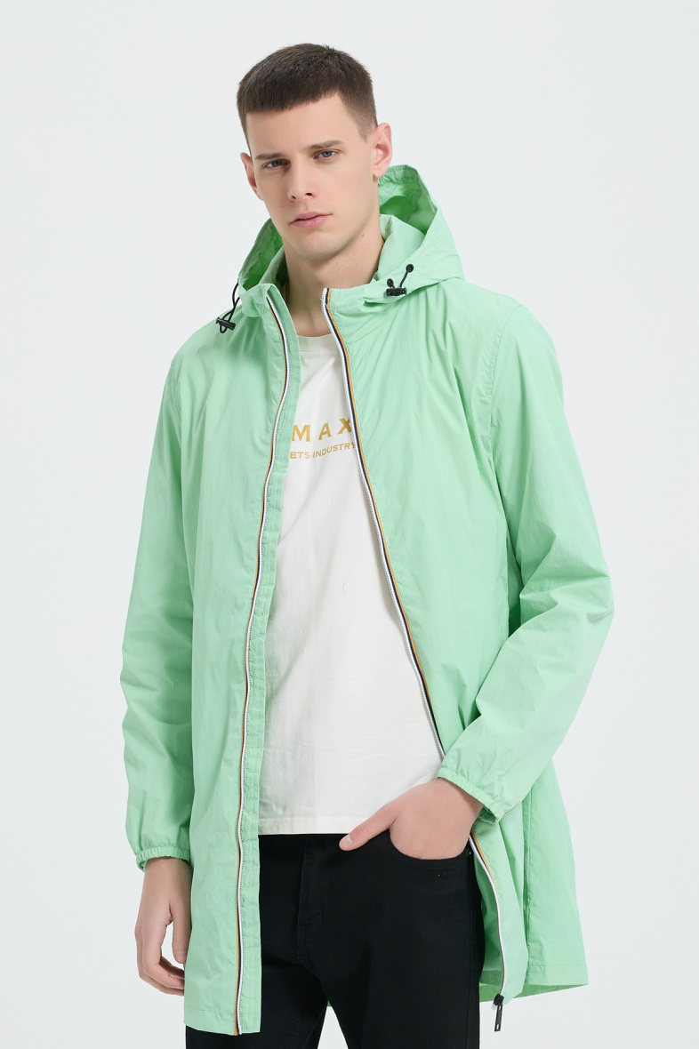 Wholesaler KYMAXX - Long water-repellent windbreaker with balaclava hood
