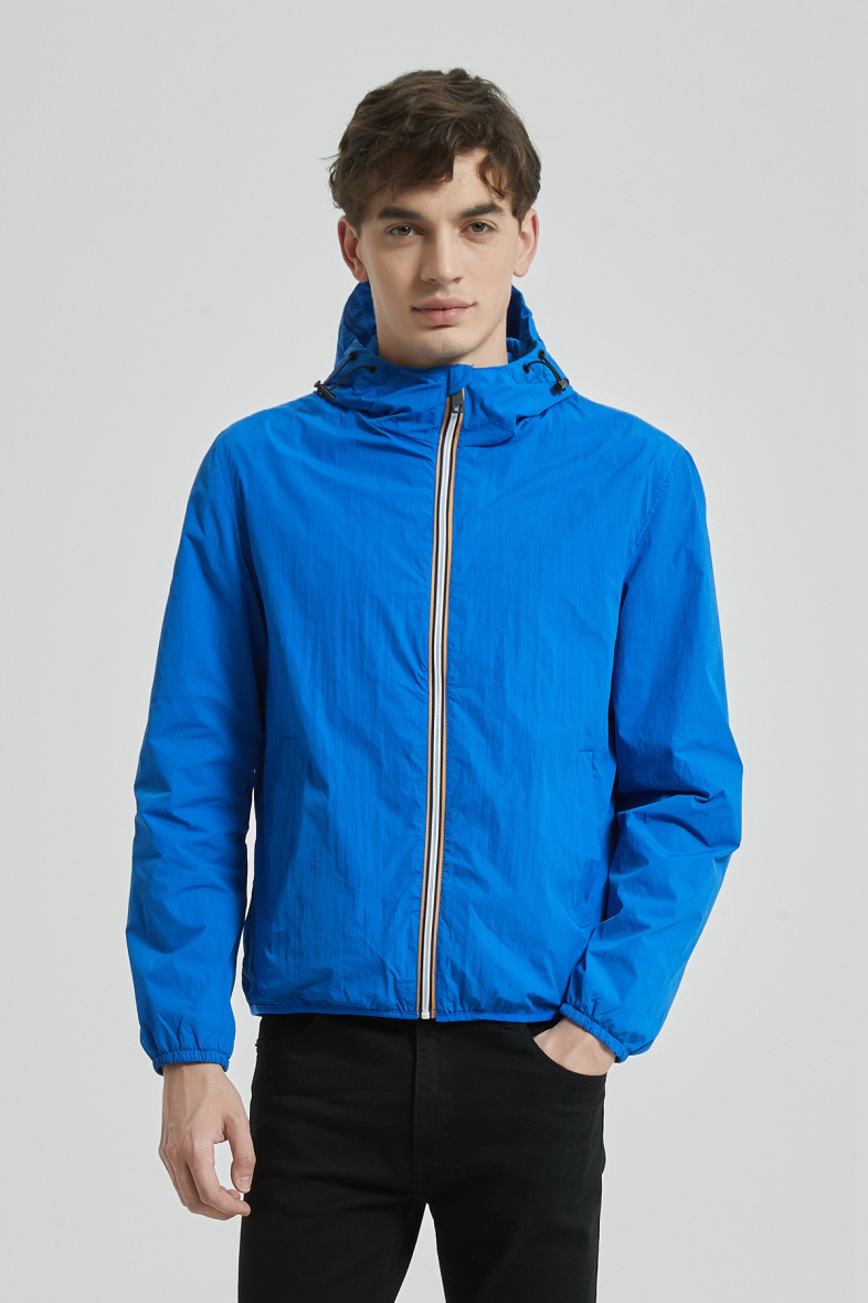 Wholesaler KYMAXX - Colorful water-repellent zip windbreaker with balaclava hood