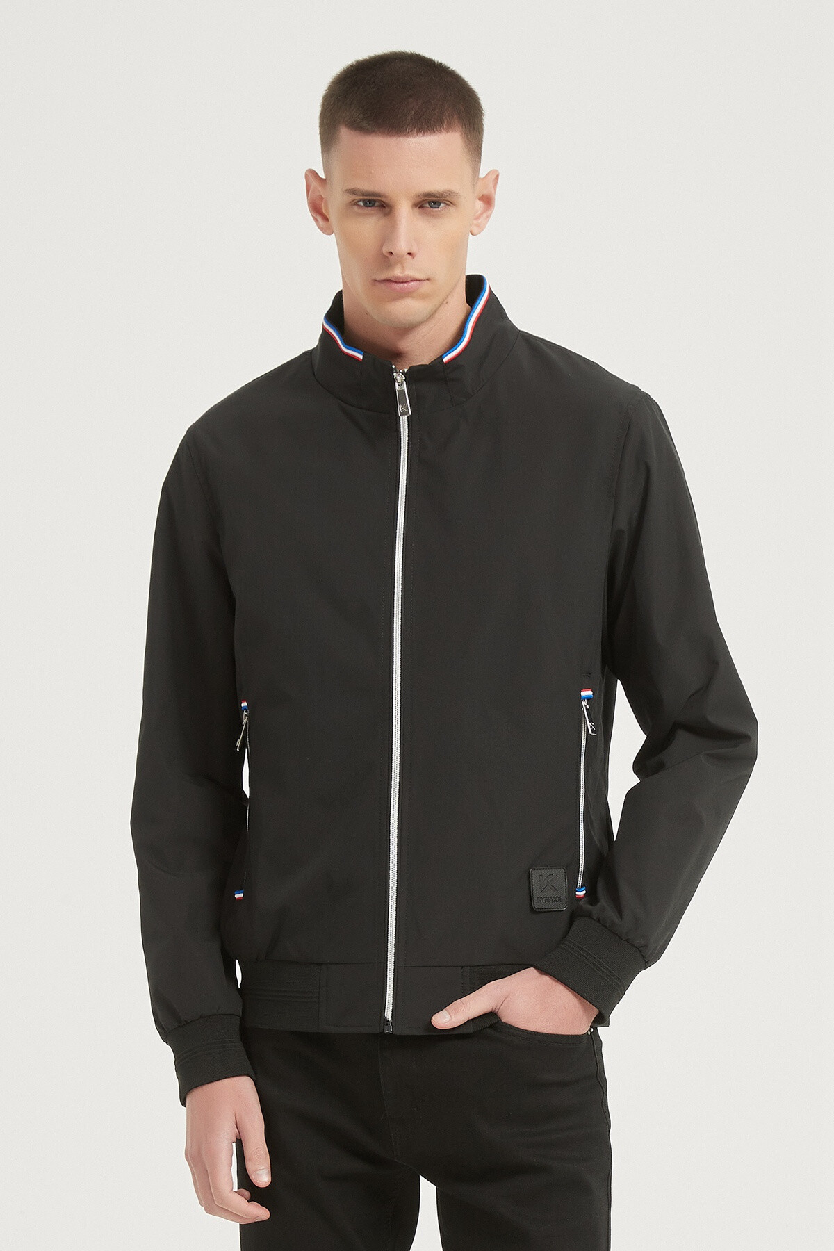 Grossiste KYMAXX - Veste mi-saison légère col montant sans capuche