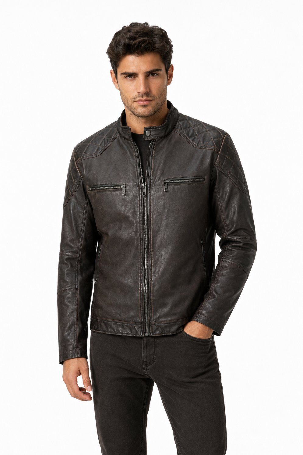 Großhändler KYMAXX - Herrenjacke aus Kunstleder