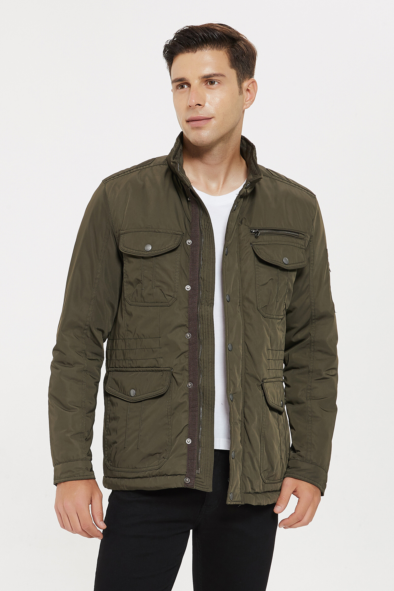 Grossiste KYMAXX - Manteau col montant officier zippé,