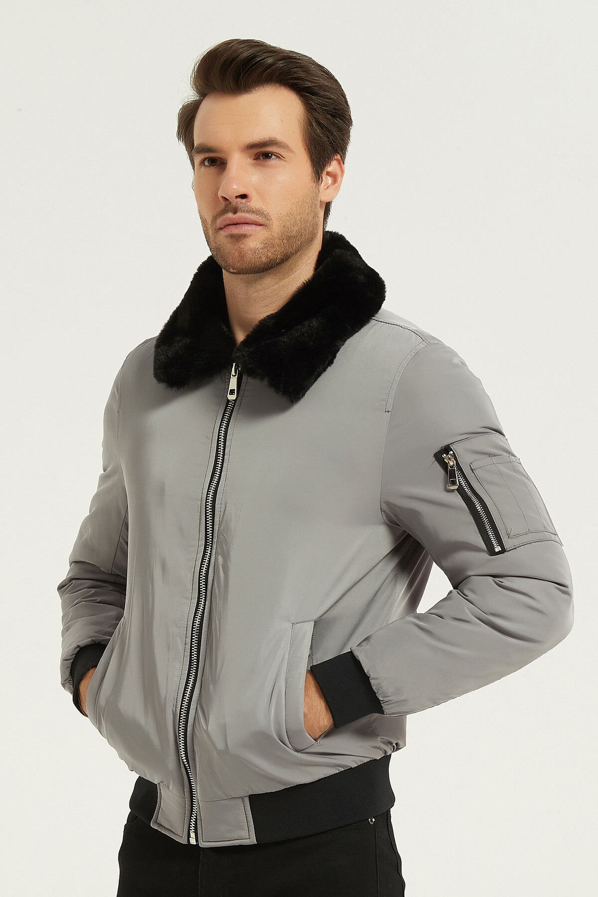 Grossiste KYMAXX - Bomber style aviateur col américain Doublure matelassé