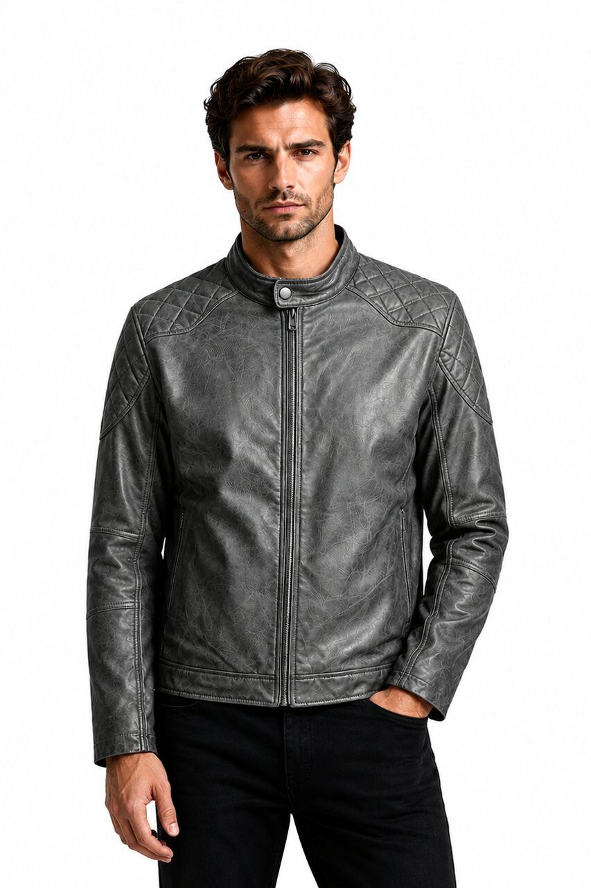 Mayorista KYMAXX - Chaqueta de hombre de cuero sintético con forro de piel