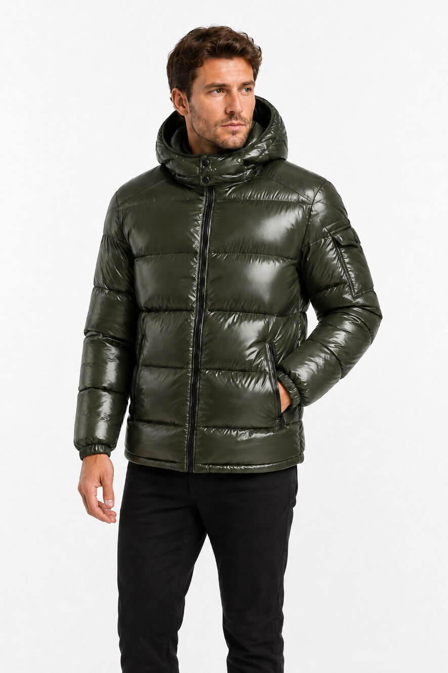Grossiste KYMAXX - Doudoune homme en polyester déperlant brillant matelassé