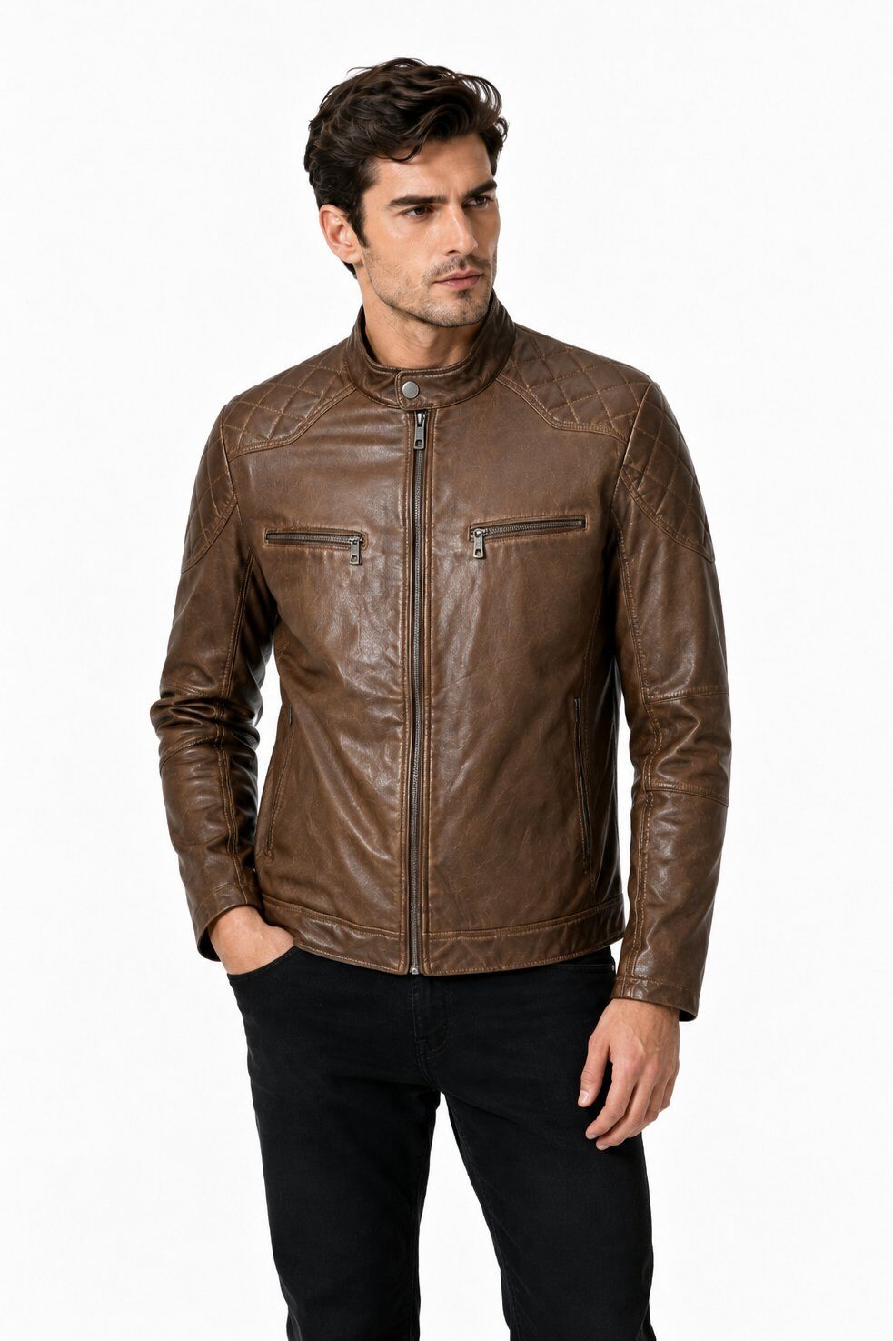 Großhändler KYMAXX - Herrenjacke aus Kunstleder