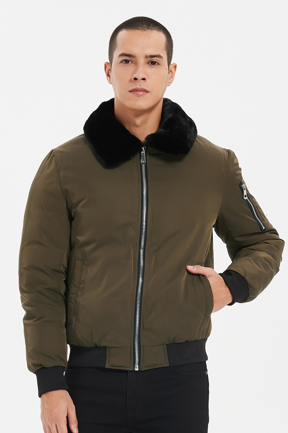 Grossiste KYMAXX - Bomber style aviateur col américain Doublure matelassé