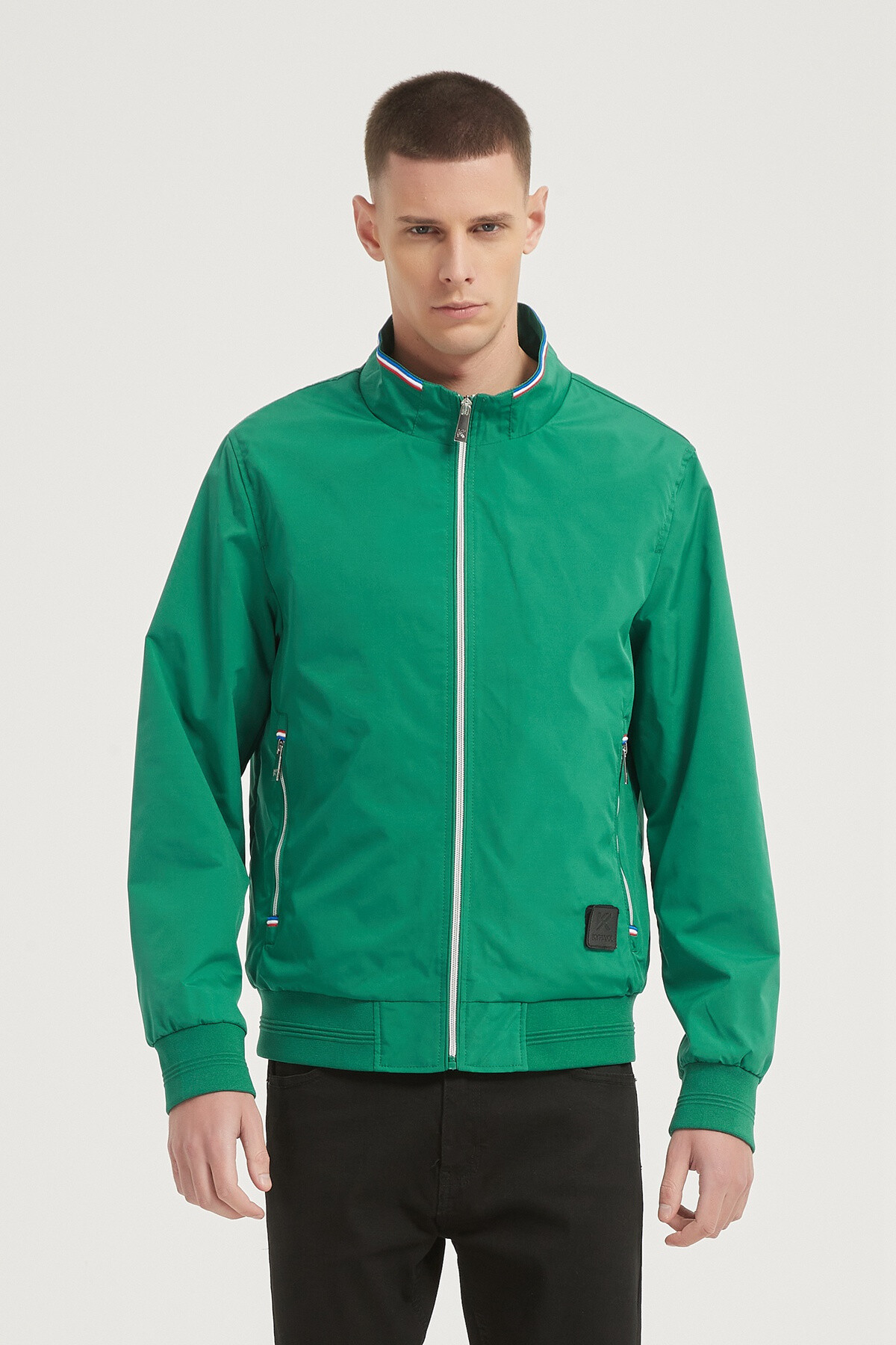 Grossiste KYMAXX - Veste mi-saison légère col montant sans capuche