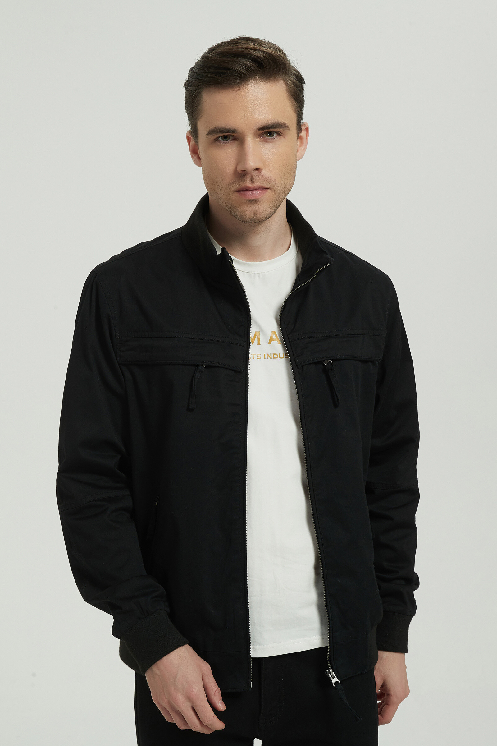 Wholesaler KYMAXX - Short cup jacket rising collar with metal zip