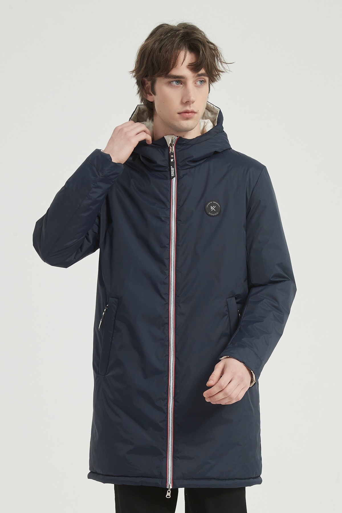 Grossiste KYMAXX - Parka longue réversible pour homme