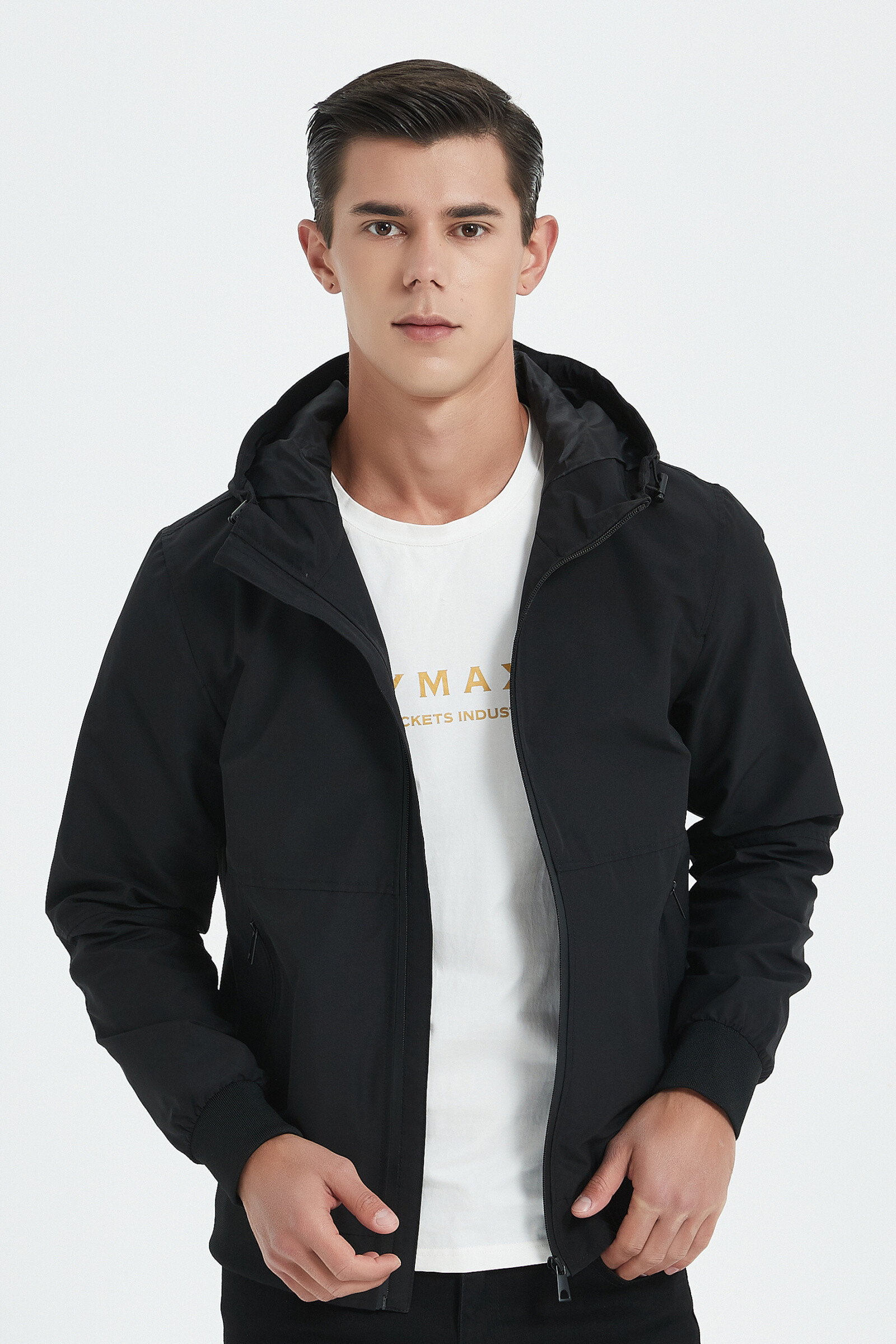 Wholesaler KYMAXX - Mid-season hooded jacket "Water Repelled Technology"