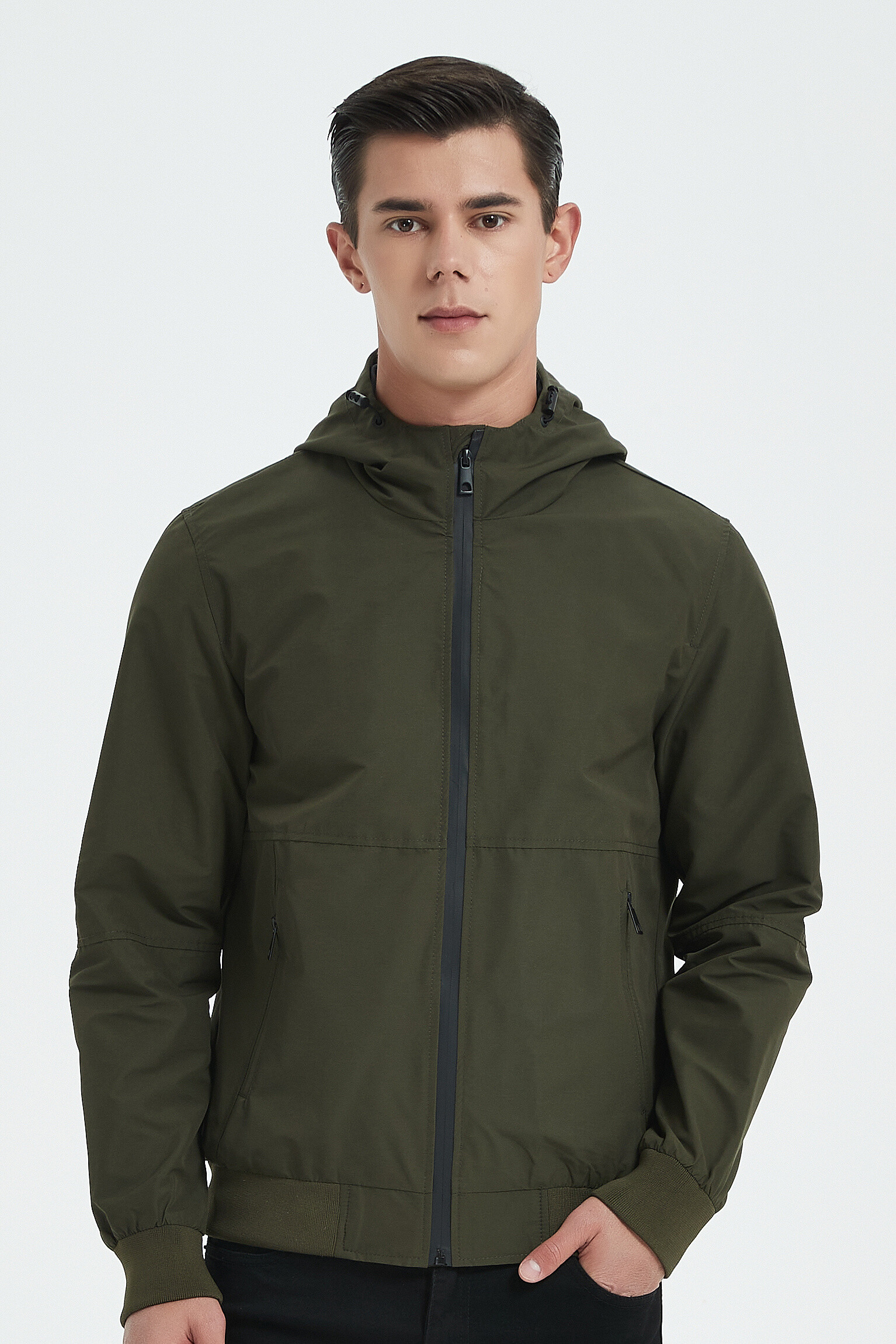 Wholesaler KYMAXX - Mid-season hooded jacket "Water Repelled Technology"